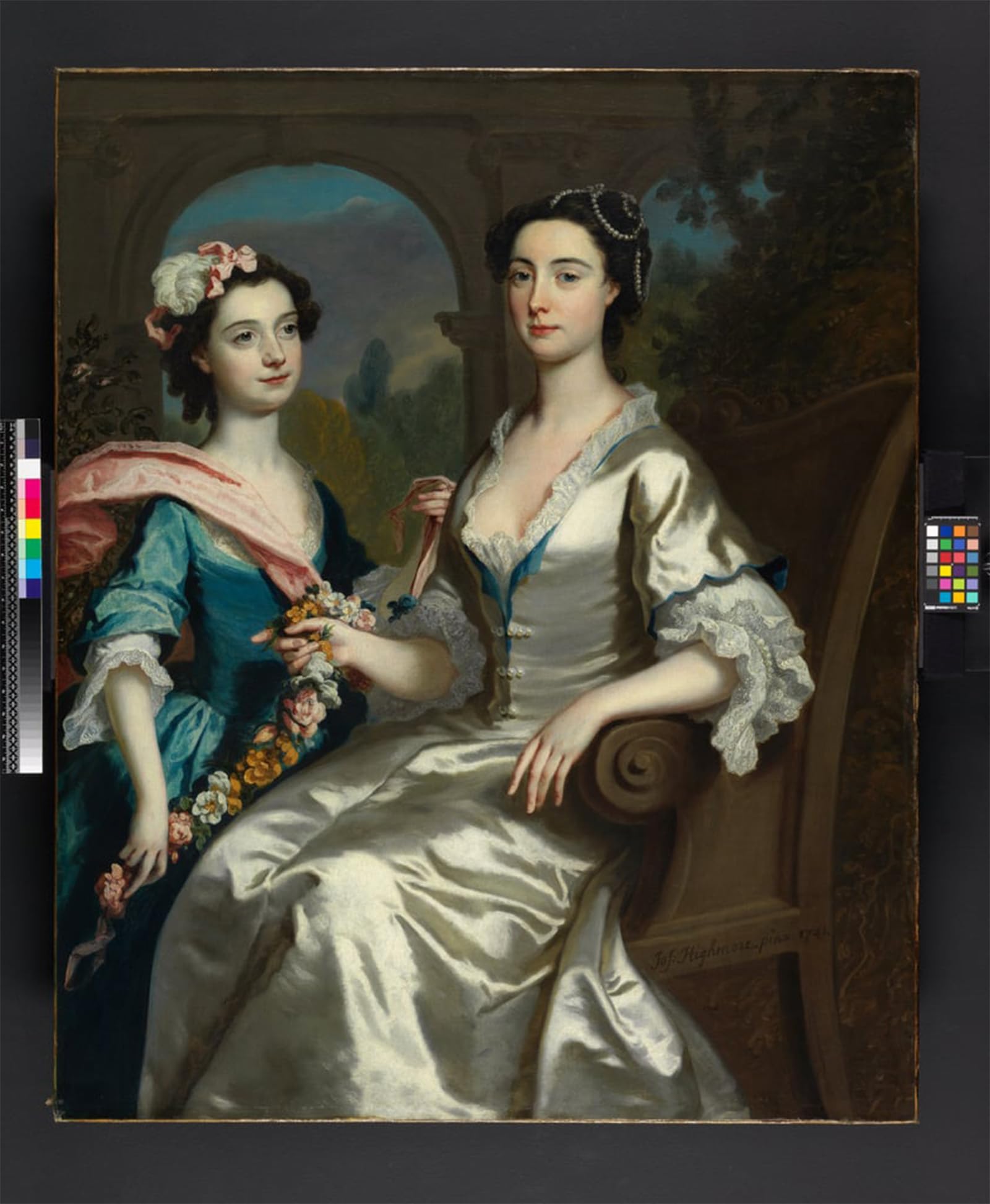 SERENDIPITP Vintage Picture Print on Canvas Wall Art Poster Mrs Elizabeth Birch and Her Daughter by Highmore Artwork Print Poster for Wall Decor 60x90cm
