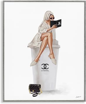 Fashion Coffee Cup Woman Glam, 16 x 20 Inch Framed Giclee Print