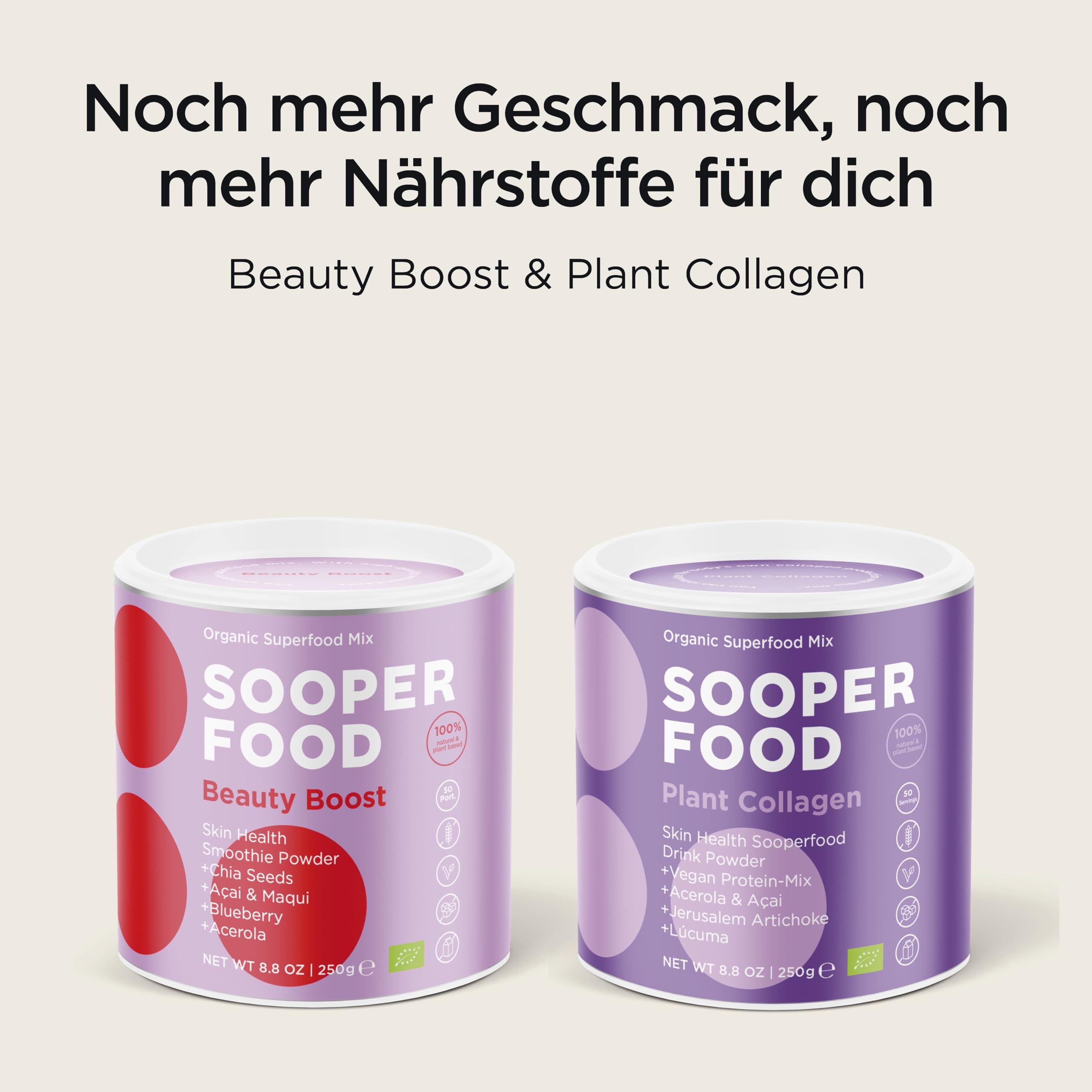 SOOPER FOOD® Beauty Boost 250g Pulver - Bio-Vegan-Addon im Superfood-Smoothie - Fruchtpulvermischung mit Bio-Macapulver, Lúcuma, Banane, Açai-Beeren, Acerola, Guaraná