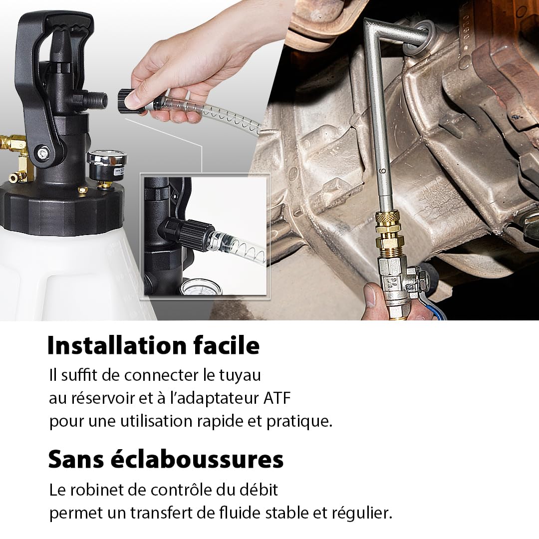 FIRSTINFO Pompe de Remplissage d'Huile de Transmission ATF 12,5 L, Kit Pneumatique et Manuel avec 21 Adaptateurs pour Boîtes Automatiques A1139HNEU