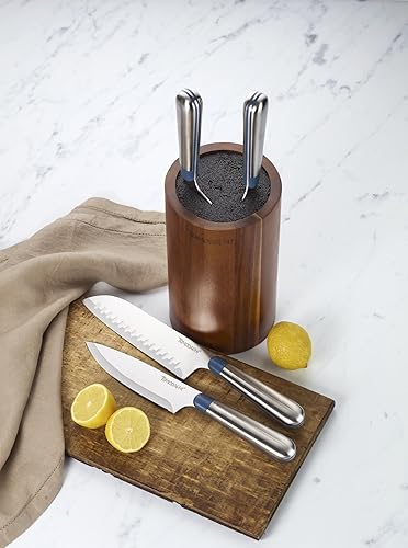 Miniatura 5 de Hampton Forge 897546 Keen - Juego de cubiertos de bloque de cerdas de acacia de 5 piezas por Tomodachi