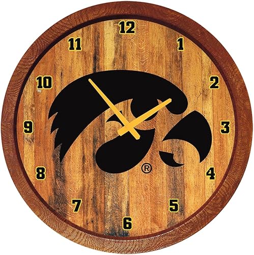 Miniatura 216 de The Fan-Brand NCAA Oklahoma Sooners: Faux Barrel Top Wall Clock Sports Team Bar Sign Décor - Home Man Cave, Party Decoration - Made On Demand