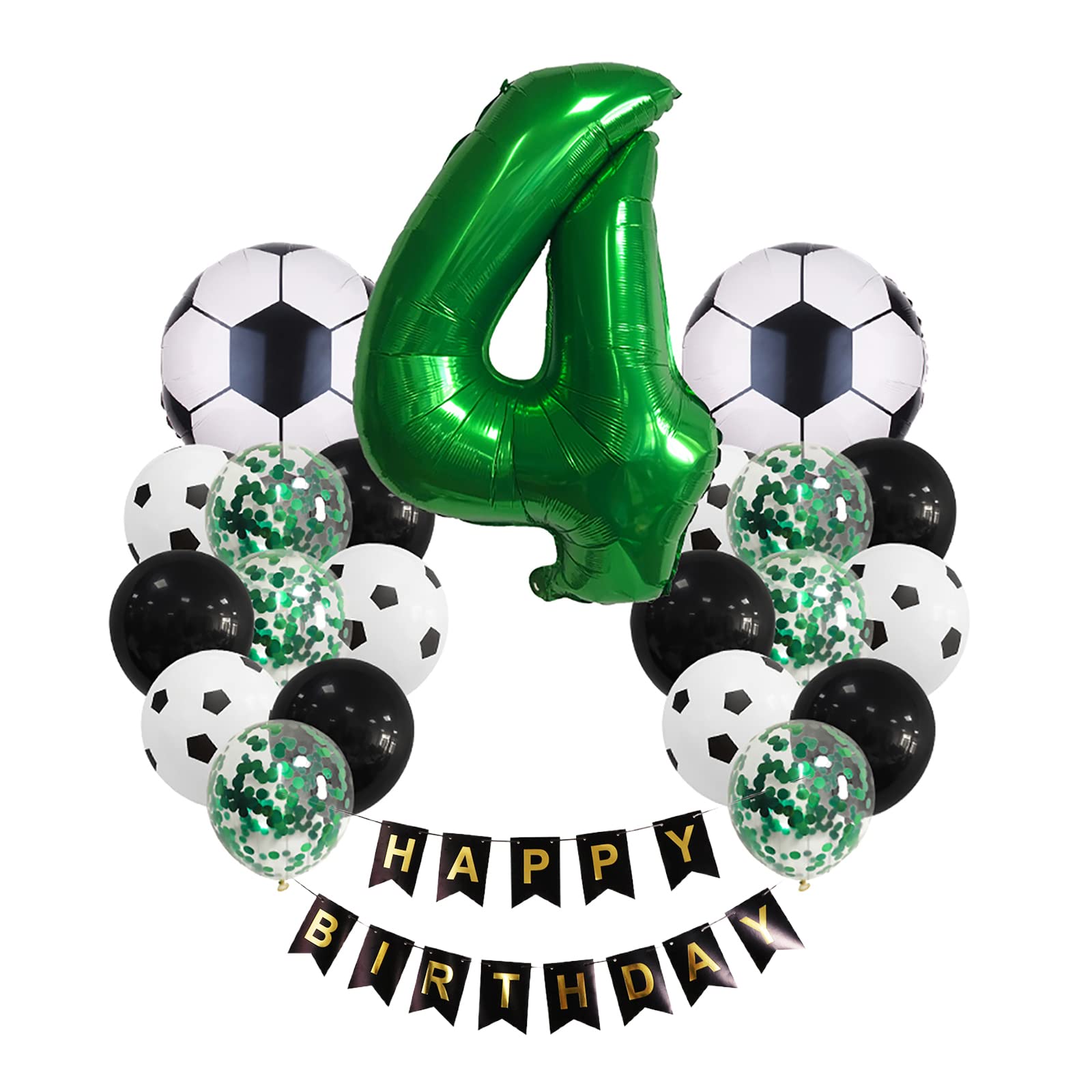 Fußball-Luftballons Set – 40 Stück Latex-Ballons (30,5 Cm), 2 Bänder, 1 Zugflagge, Für WM & Kinderpartys
