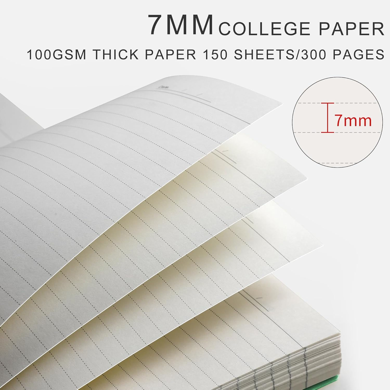 AHGXG Spiral Notebook College Ruled - Spiral Notebook Journal Large B5 7.6" x 10", 300 Pages/150 Sheets, 100GSM Thick Paper, Plastic Hardcover, for Women Men Office School, Green - Image 3