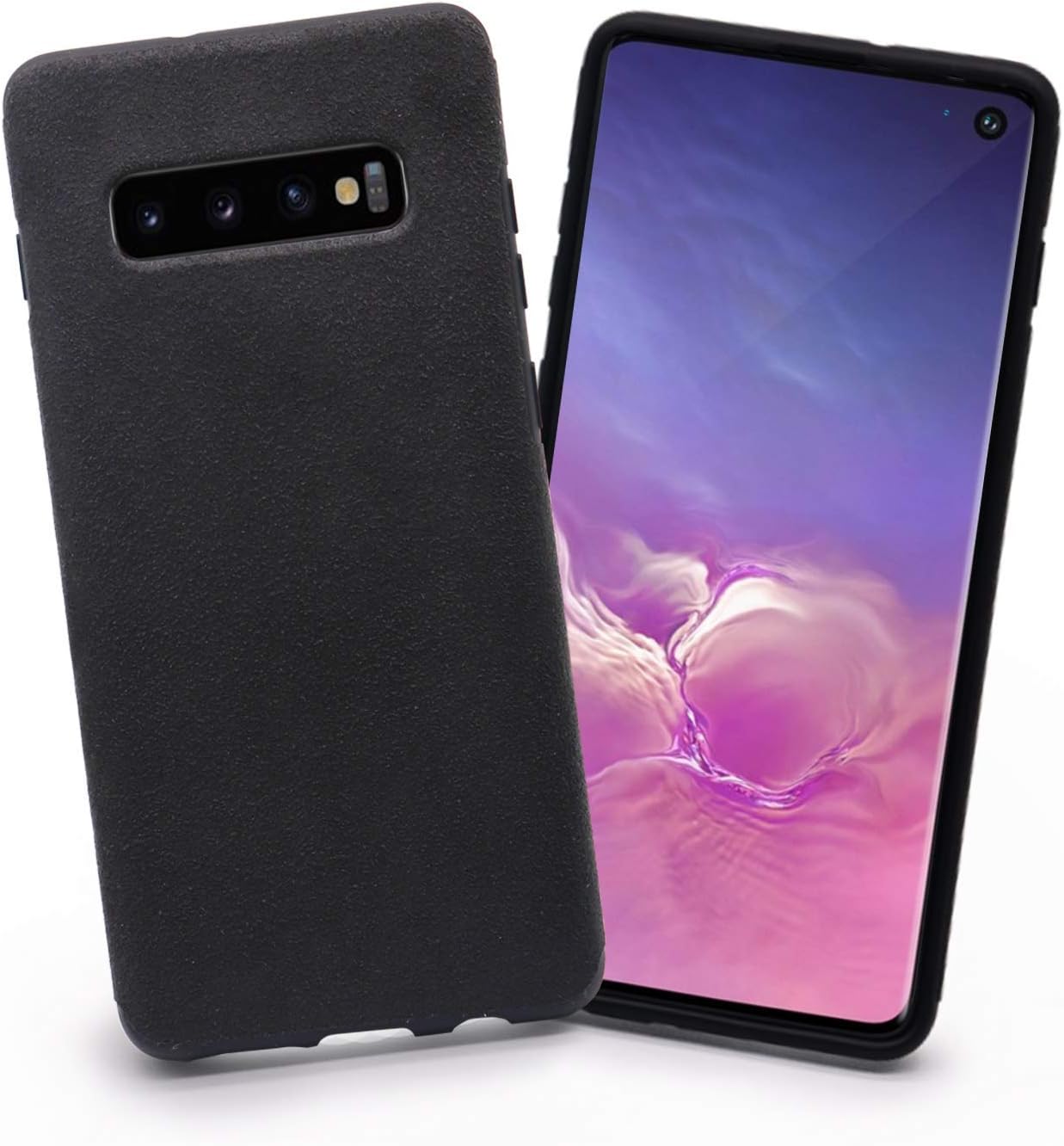 o'star Alcantara Cover for Samsung Galaxy S10+ Plus Luxury Suede Case Ultra Slim Shockproof Protective (Black)