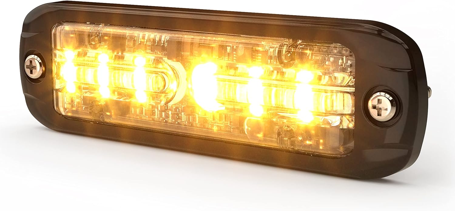 ECCO ED3802AW LED High-Intensity Amber White LEDs Directional 2 Bolt Mount 0.73 amps 12V 24V Waterproof Warning Light Construction Caution Light for Truck off Road Commercial Vehicle, 5 Year Warranty