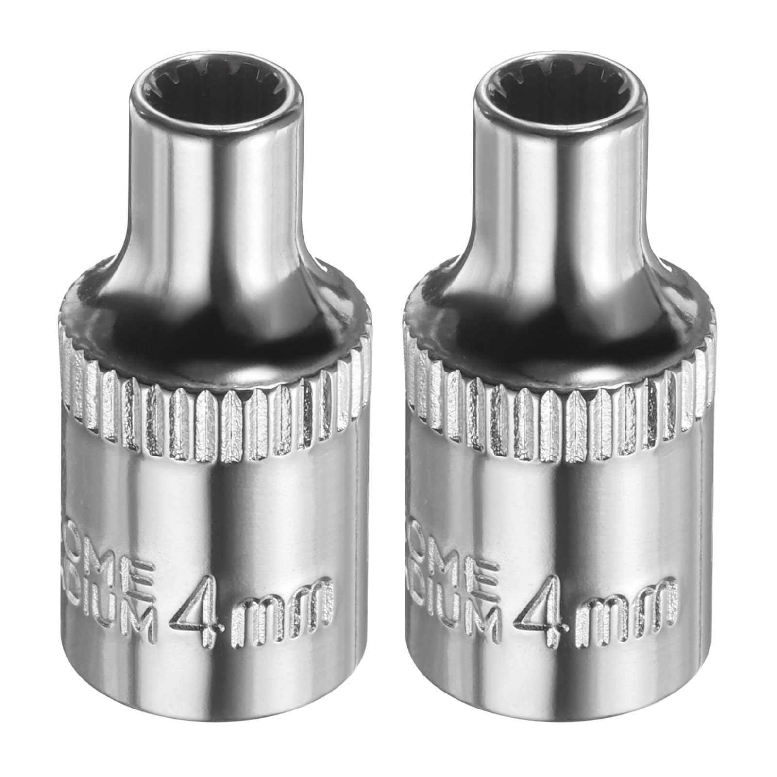 sourcing map 2pcs 12 Points Socket 1/4" Drive 4mm Metric Shallow Impact Socket Cr-V Steel Chrome Plating Flip Sleeve Nut Driver Wrench for Home Auto Nuts Bolts Repair