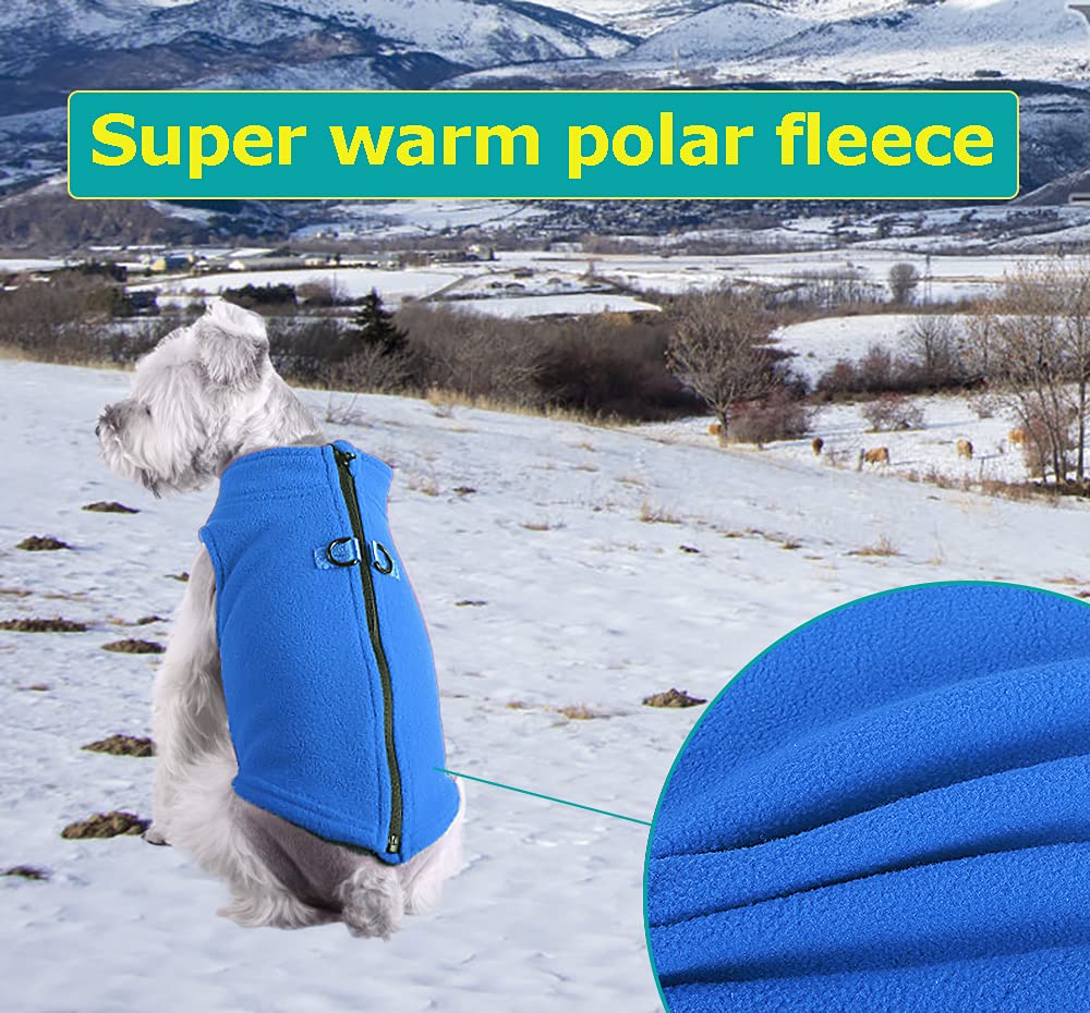 Hundepullover Aus Weichem Fleece Für Kleine Hunde – Mit Reißverschluss, Brustumfang 50 Cm (Größe L), Blau
