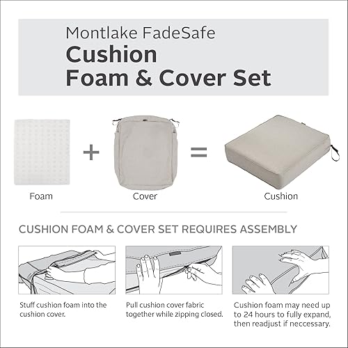 Miniatura 3 de Classic Accessories Montlake FadeSafe - Juego de cojines para patio resistentes al agua, 23 x 23 x 5 pulgadas (asiento)21 x 20 x 4 pulgadas