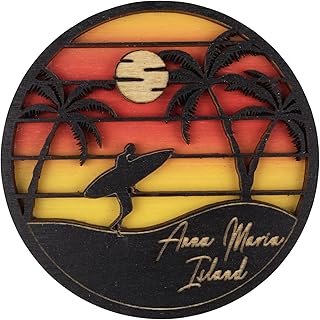 Anna Maria Island Sunset Magnet, Wooden Florida Beach Souvenir, Travel Keepsake Gifts, 3.12 x 3.12 Inches