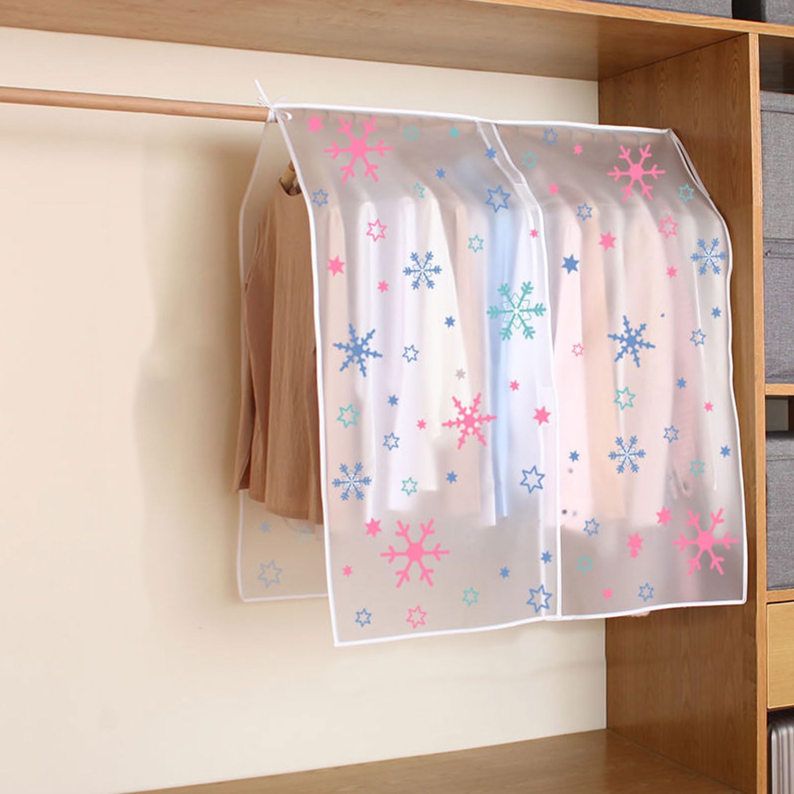 OWOHYG Garment Storage Bags For Hanging Clothing Rack Clothes,Dust-Proof And Moisture-Proof,Translucent Peva Material,Various Styles,And Various Sizes Are Available.Snowflake-B