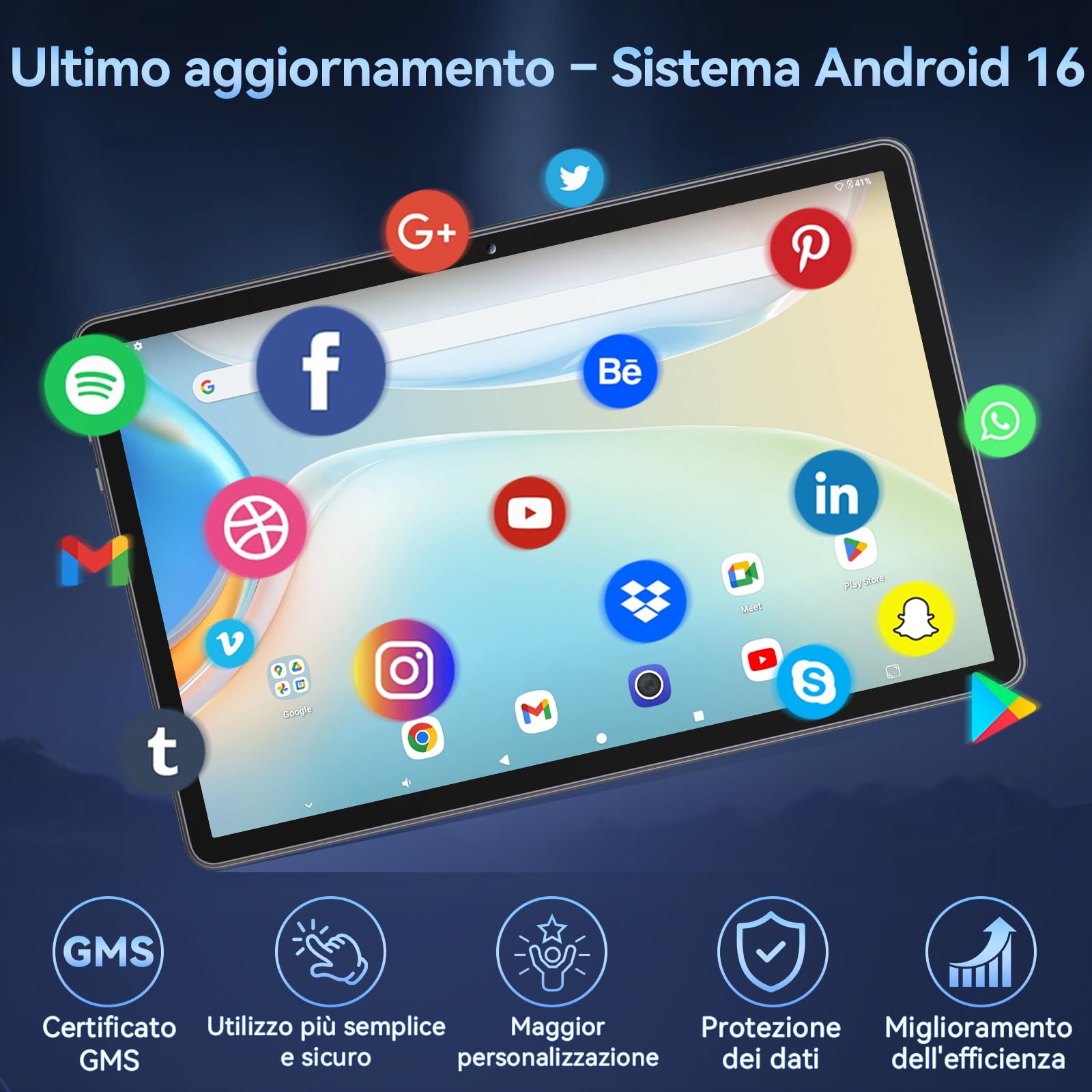 Raemond Tablet 11 pollici Android 16, Tablet Octa-Core, 32 GB RAM + 128 GB ROM (2 TB TF), Display IPS FHD 1920x1200, 8000 mAh, 16 MP + 8 MP, Wi-Fi 5,8 GHz + 2,4 GHz, Widevine L1, BT 5.0, GPS (Grigio)