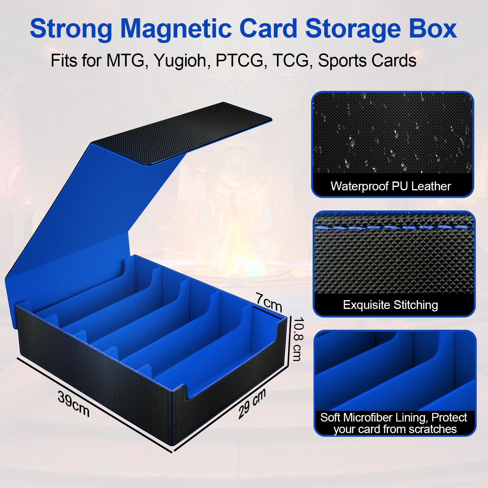5 Row Trading Card Storage Box, Large Deck Box Holds 3800+ Card for Yugioh/MTG(Magic the Gathering)/TCG Commander Cards - Image 6