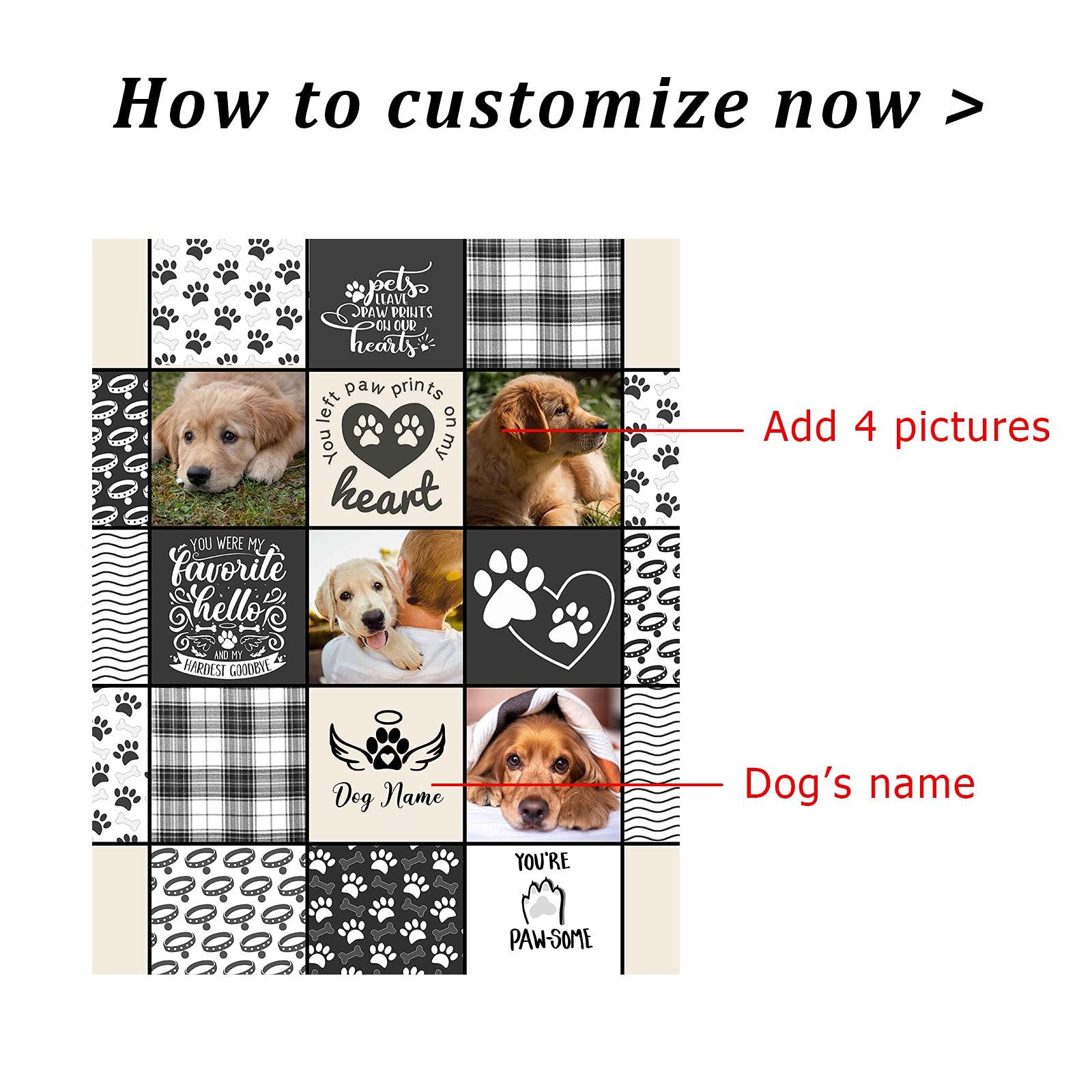 ShineSand Custom Photo Dog Blanket - Personalized Pet Memorial Gift With Picture & Name, Sympathy For Loss Of Dog