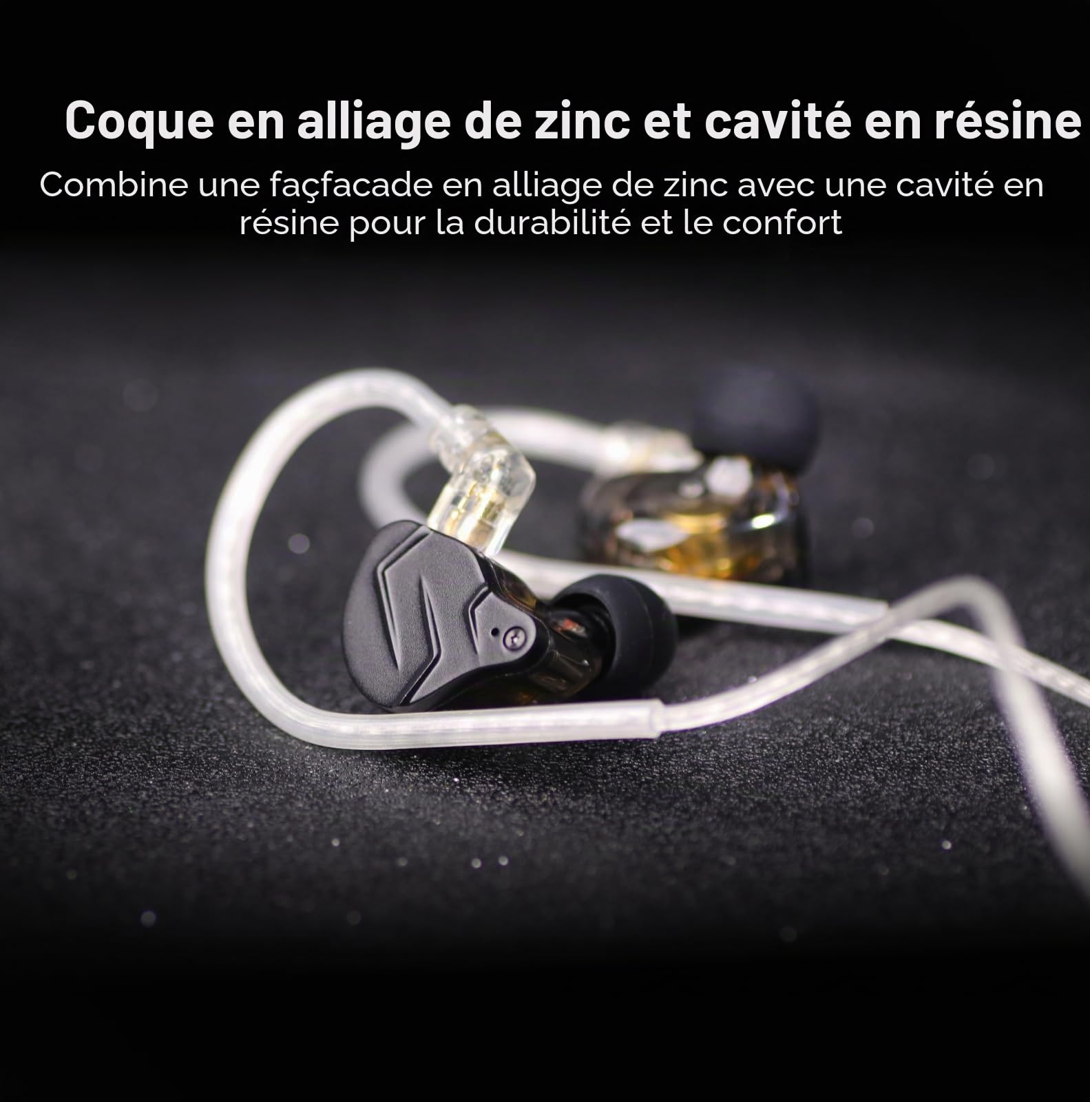 Linsoul KZ ZSN Pro X Écouteurs Hybrides en Métal avec Double Pilote 1BA+1DD HiFi Intra-Auriculaires avec Câble Détachable Encastré 2Pin(Gris, avec Micro)