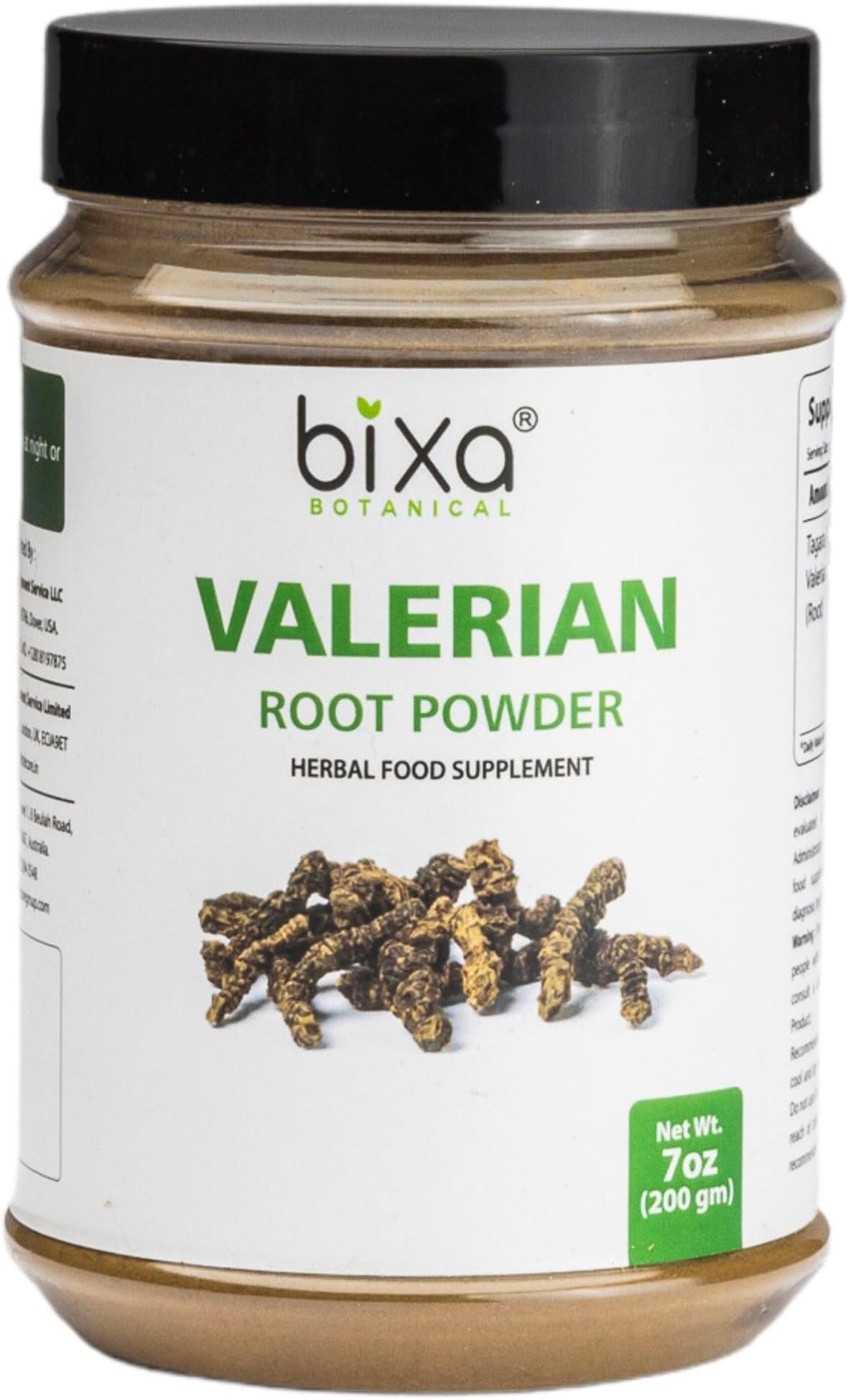 bixa BOTANICAL Valerian Root Powder | Promotes Restful Sleep and Calmness | Valeriana officinalis | 7 OZ / 200g | Ayurvedic Herbal Supplement | Gluten Free, Non-GMO, Steam Treated, Vegan, 100% Pure