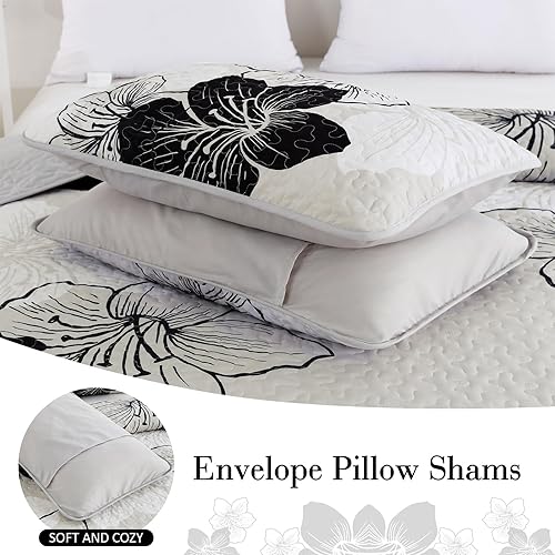 Miniatura 96 de DJY Juego de edredón de 3 piezas, tamaño Queen, con patrón floral amarillo, elegante colcha bohemia con 2 fundas de almohada, juego de ropa de cama