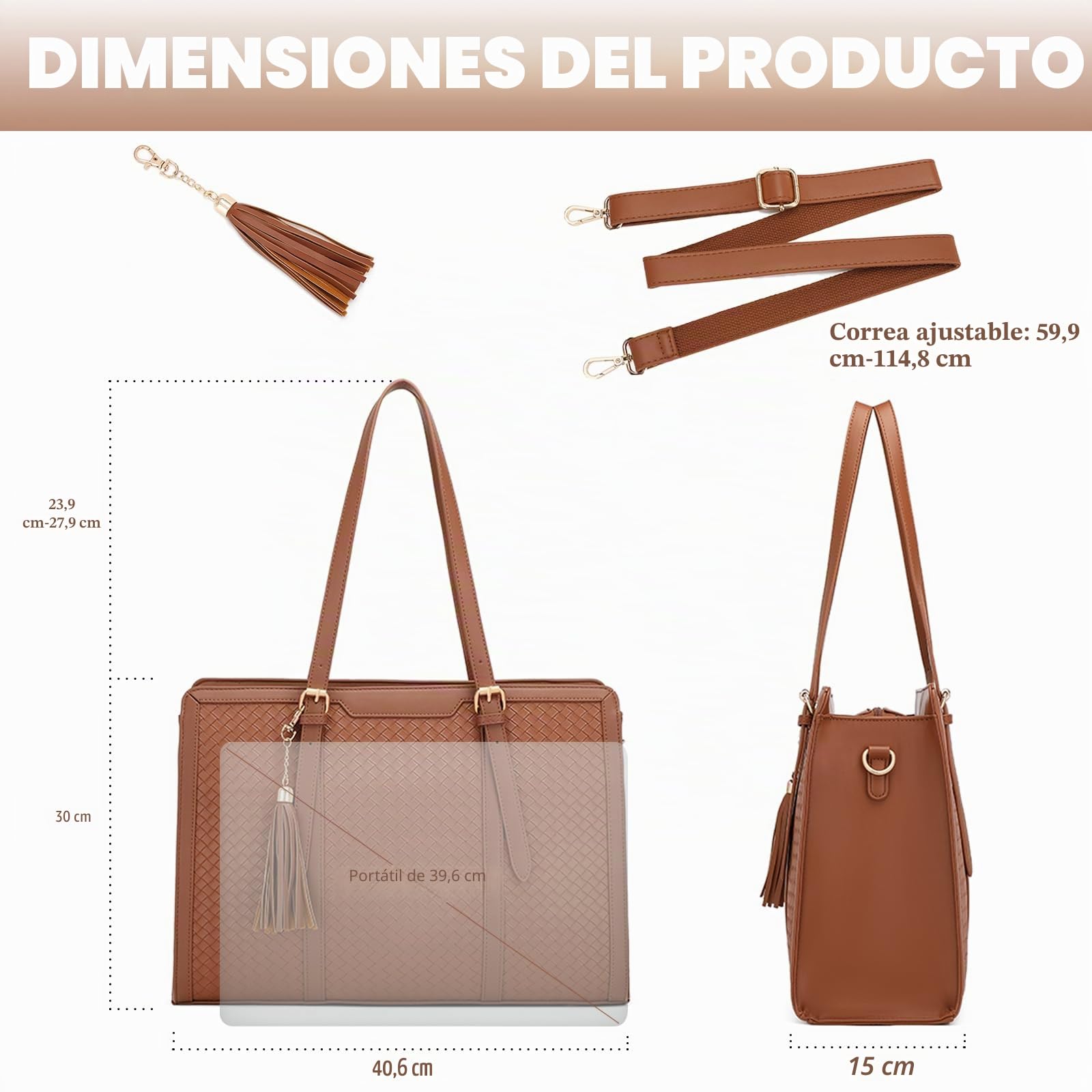 Laptop Tote Bag for Women fits 15.6 Laptop, PU Leather Work Tote bags for Women Large Computer Tote Handbag with Purse