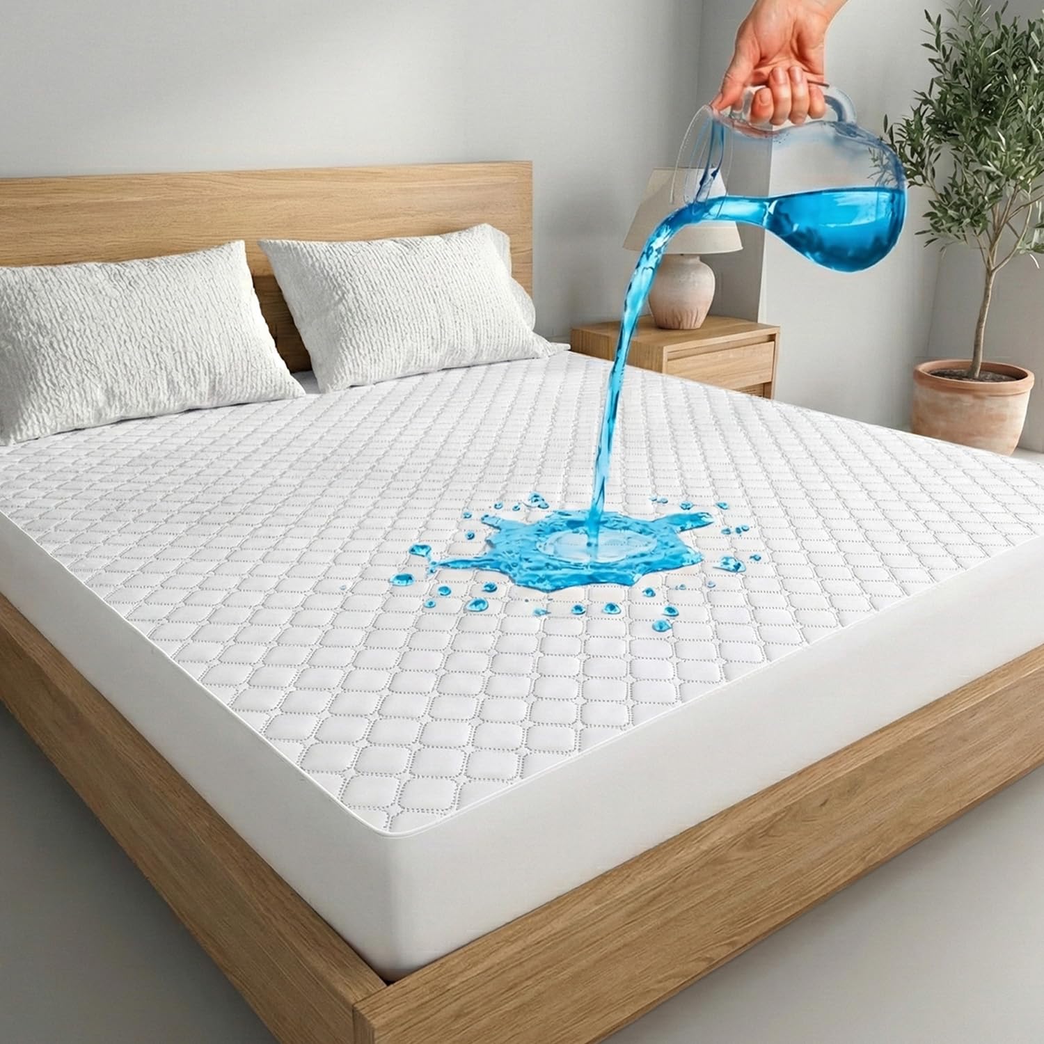 Ayka Waterproof Queen Mattress Protector - 100% Cotton -9