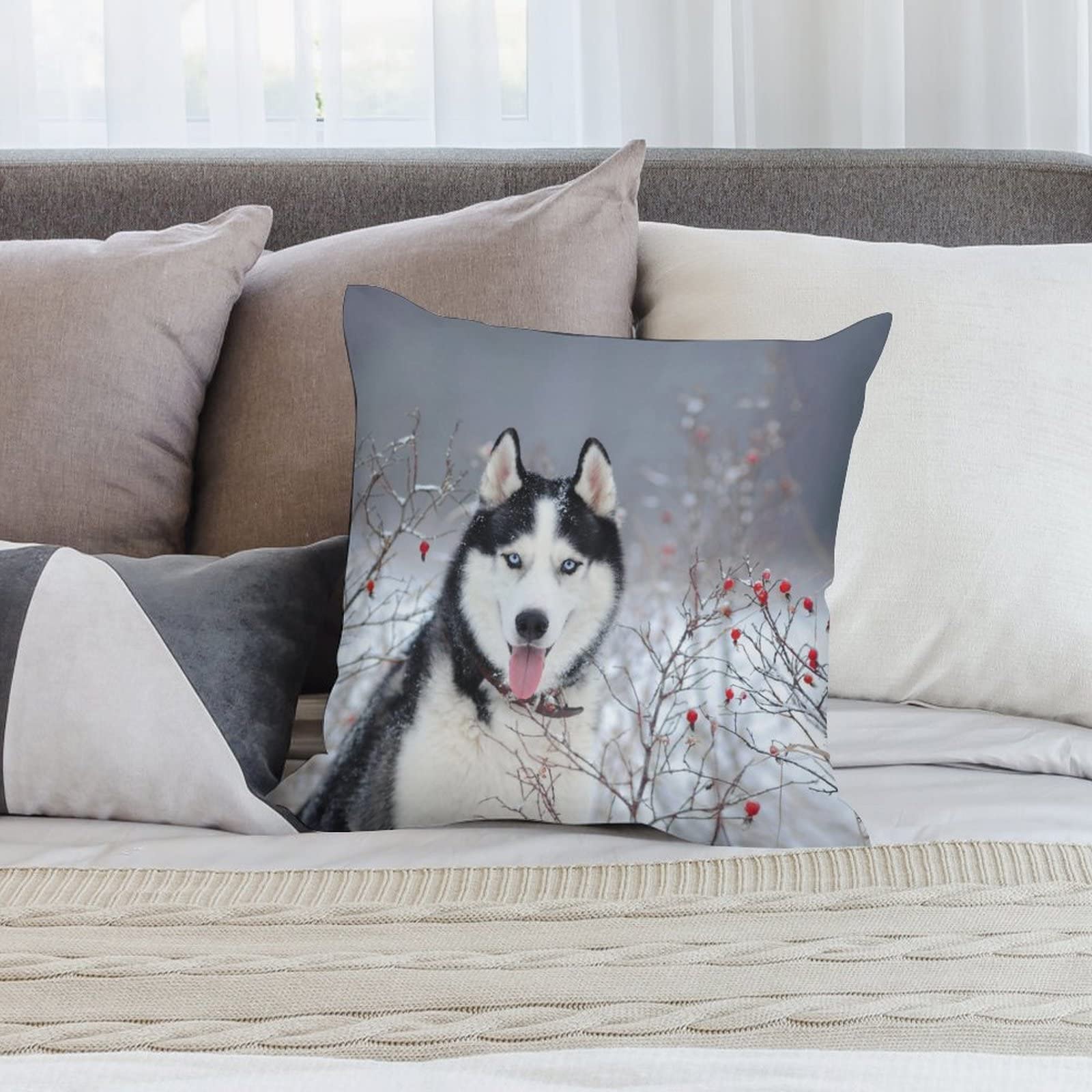 Needlepointシベリアンハスキー クッションカバー Needlepoint