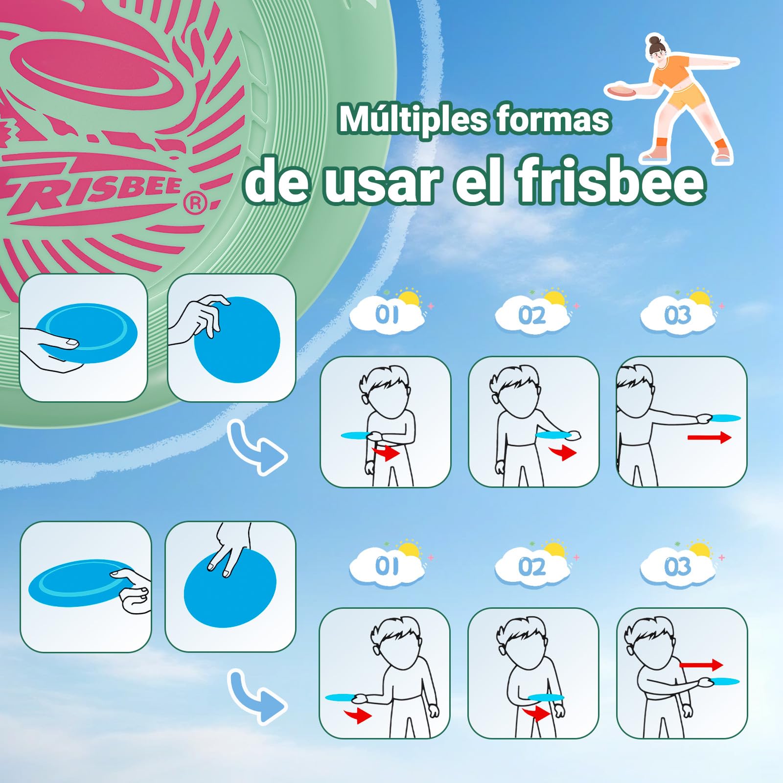 Wham-O Frisbee Go Disco Volador, 22.86cm Juguete Ligero para Principiantes Niños Niñas de 5+ Años para Exteriores Playa Parque Patio - 70g