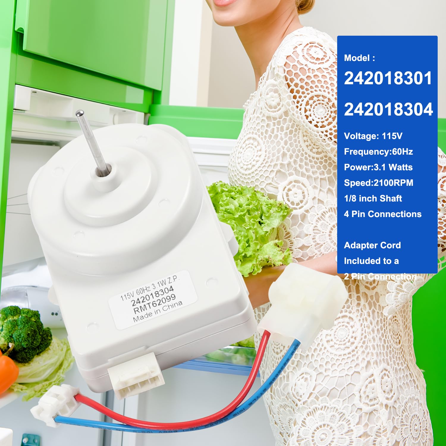 242018304 242018301 PS3501052 EAP3501052 Refrigerator Condenser Fan Motor for Electrolux Frigidaire Sears Kenmore Crosley, 297279502 AP6891872 PS12728810 AP5272397 CKD272397X FDQR107E3L FFHS2622MBA