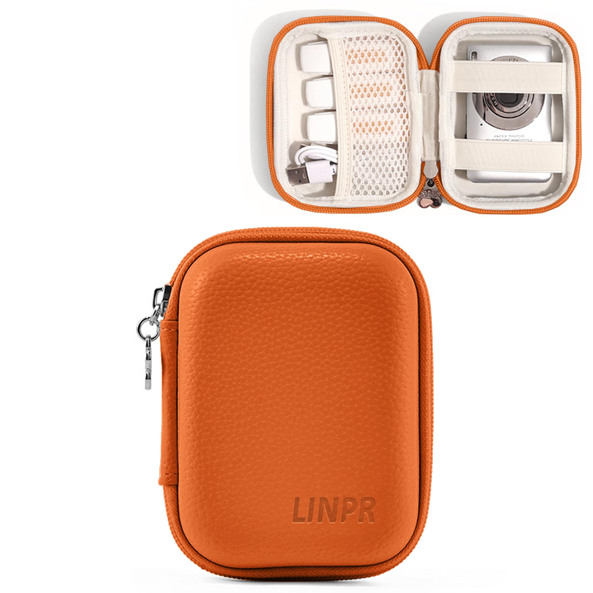 Linpr Digital Camera Case Compatible with CAMKORY/for Kodak PIXPRO/for Lecran/for VAHOIALD/for Canon IXUS 285 HS, Small Travel Cameras Storage Holder for Accessories SD Card (Orange)