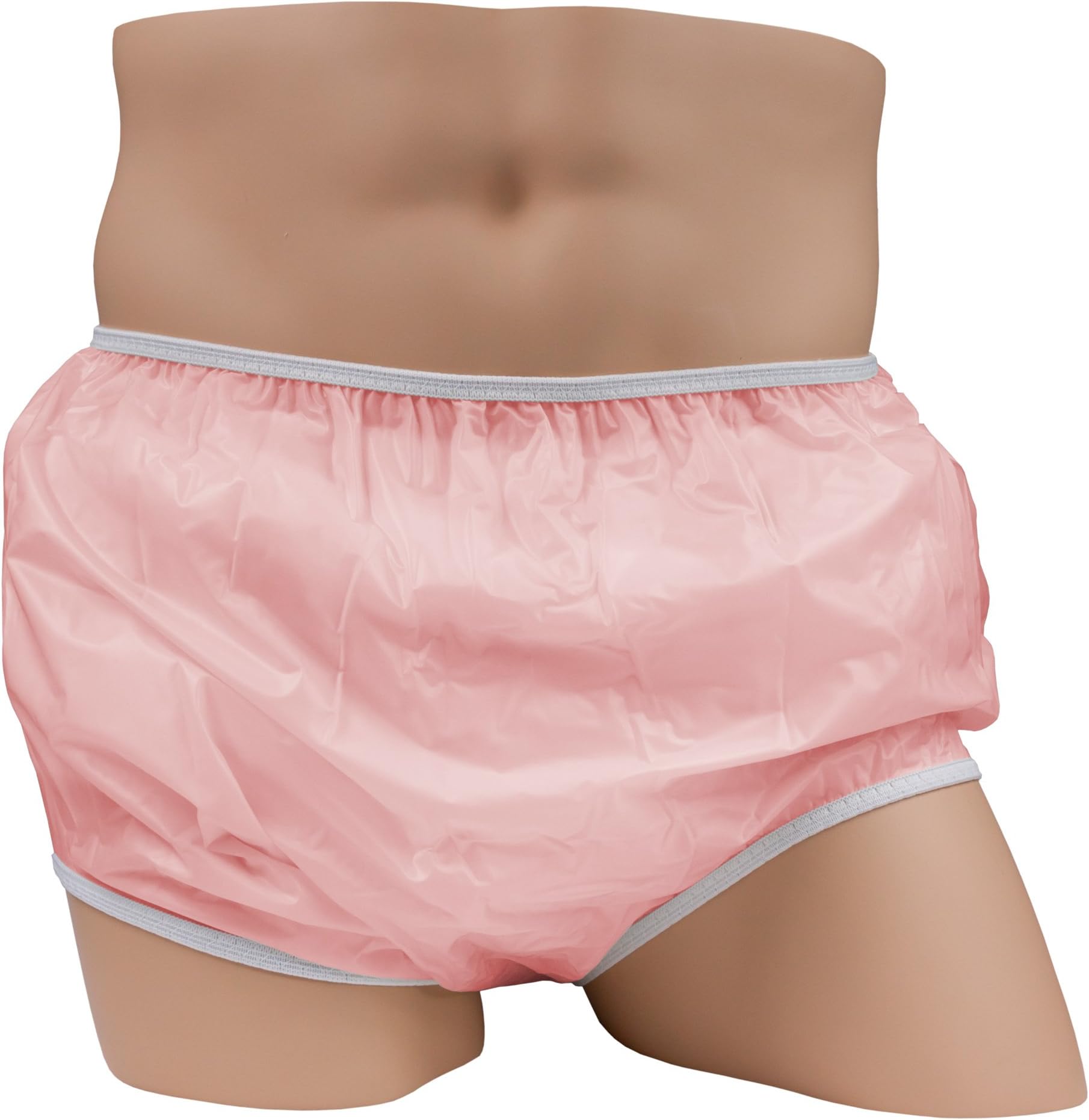 Adult Pull-On Vinyl Plastic Pants - Soft, Quiet and Form Fitting Incontinence Waterproof Diaper Covers for Adults - Pink, Medium Fits 32-36 Inch Waist
