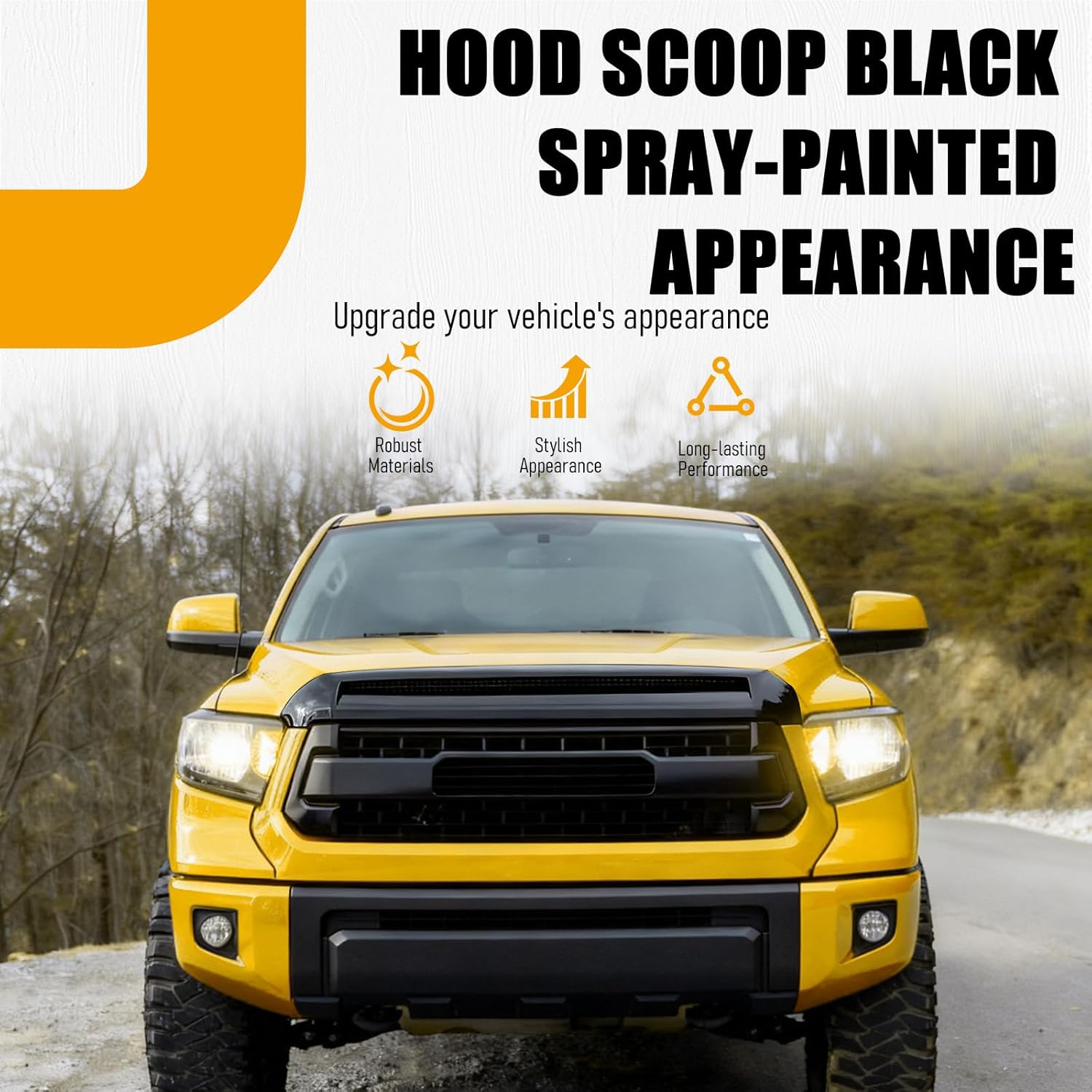 Black Front Upper Hood Bulge Molding Grille Trim Compatible with 2014-2021 Toyota Tundra, Replacement for 761800C030 TO1231102 Hood Scoop Grill Trim Molding