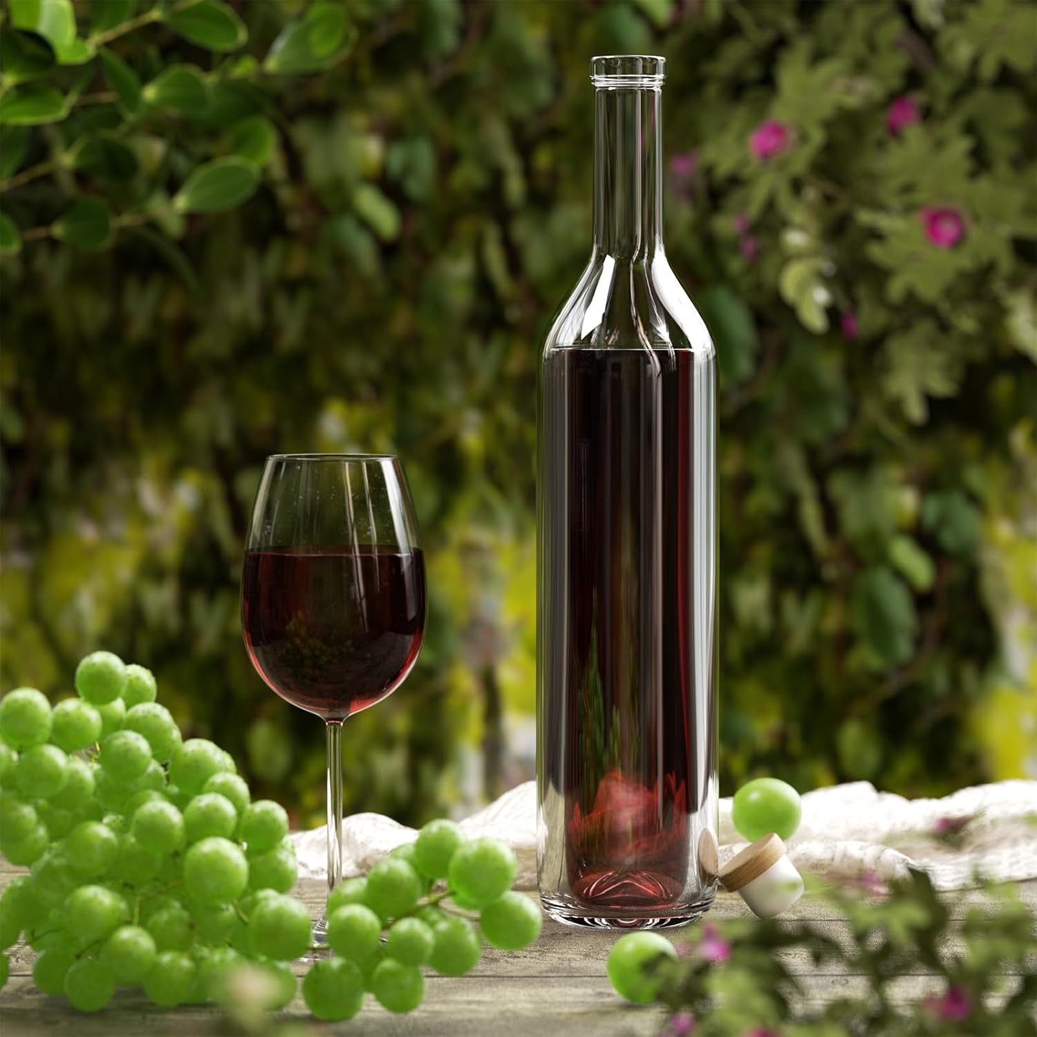 DHSBTLS 10 Pack 26 oz/ 750 ml Glass Bottles With Cork Lids & Seal Shrink Capsules Caps, Home Brewing & Juicing Bottles For Bordeaux Wine, Beverage, Sparkling Wine, Kefir, Decor