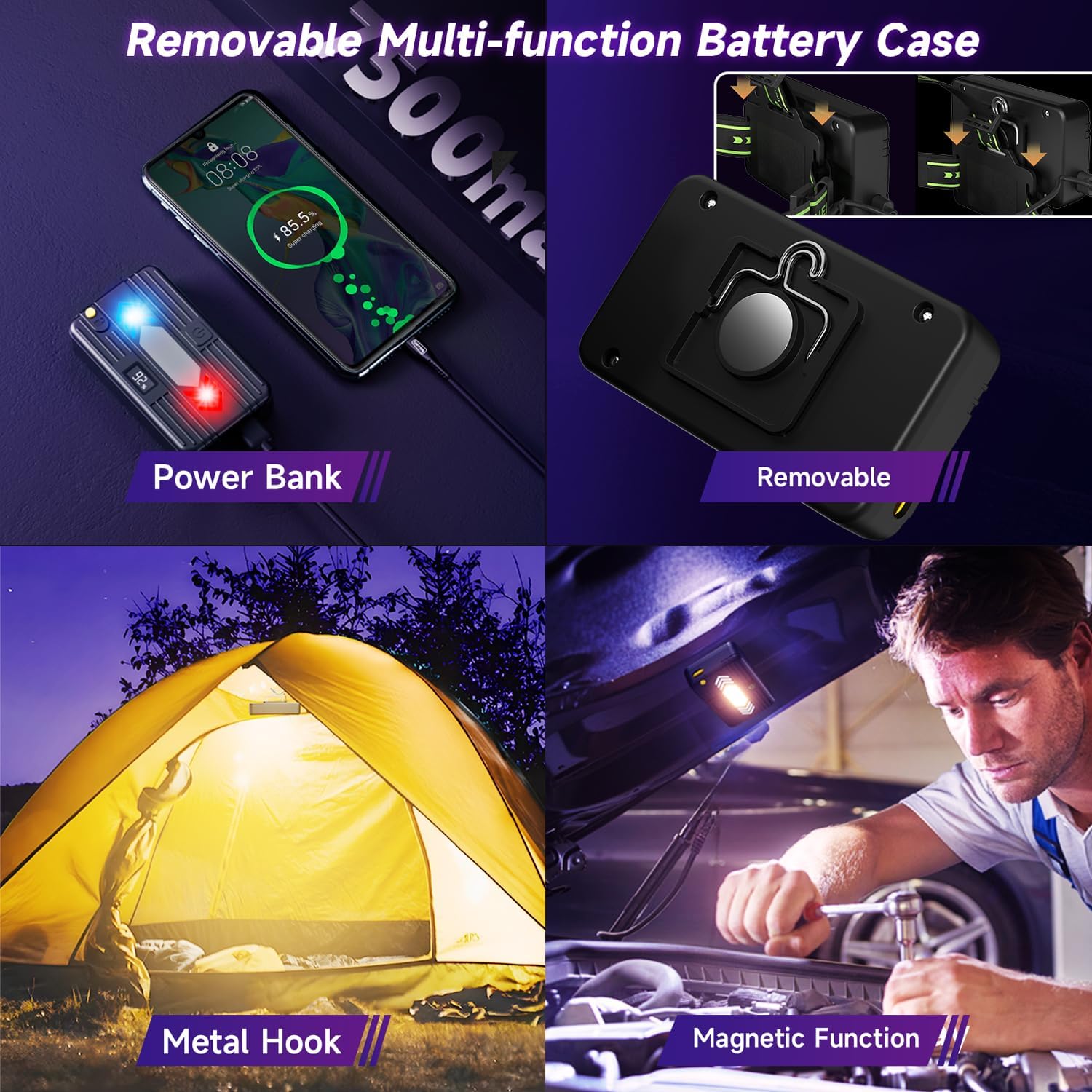 1200 Lumens Super Bright LED Rechargeable Headlamp, Zoomable Head lamp with 9 Lighting Modes, 90° Adjustable & IP67 Waterproof for Camping | Hiking | Climbing | Fishing | Hunting | Auto Repair