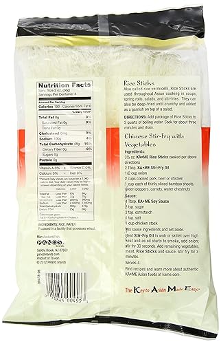 Miniatura 2 de KA-ME Fideos, palitos de arroz (fideos), sin gluten, bolsa de 8 onzas (paquete de 2)