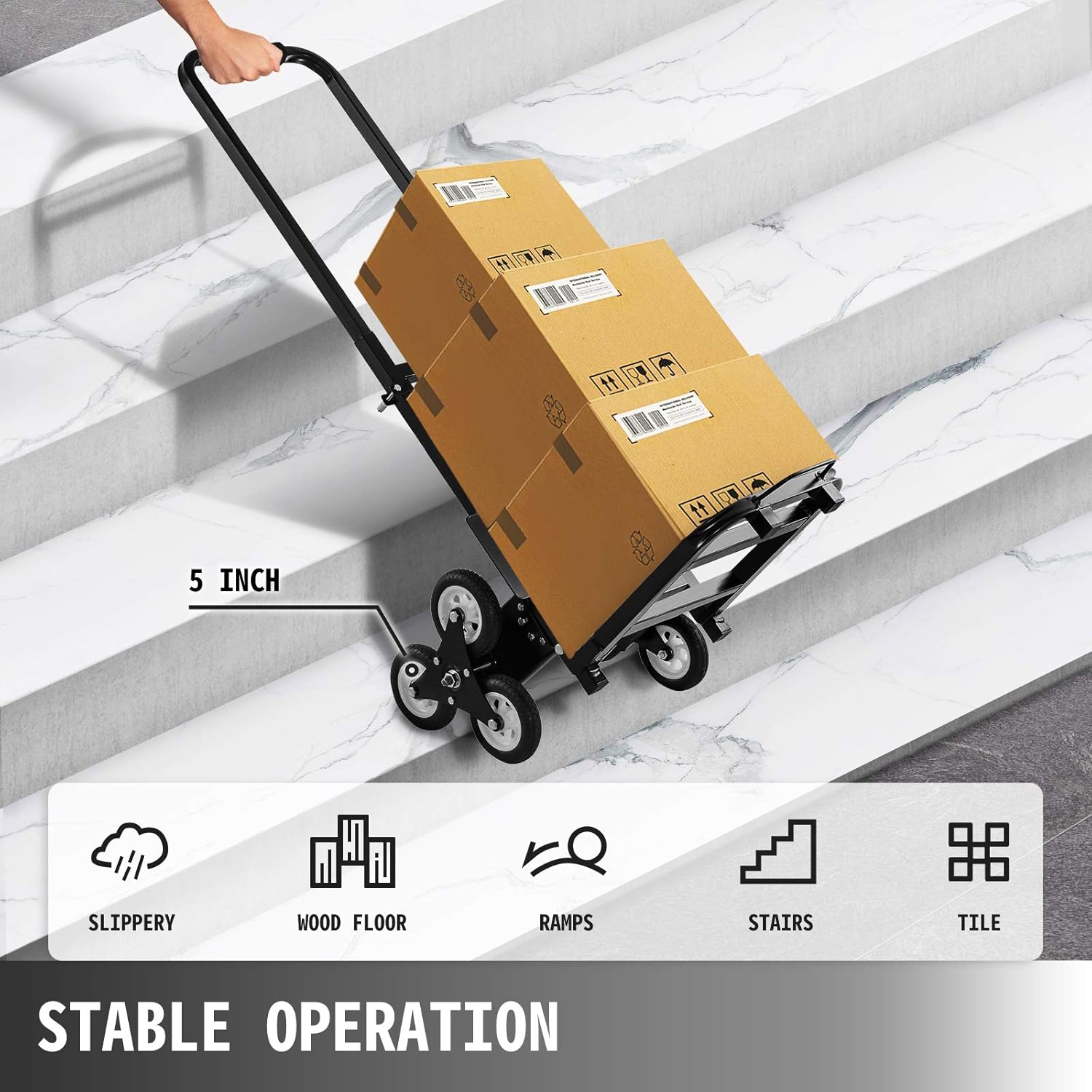 Nеw Arrіvаlѕ VEVOR Stair Climbing Cart, Portable Folding Trolley with 6 Wheels, Stair Climber Hand Truck with Adjustable Handle for Pulling, All Terrain Heavy Duty Dolly Cart for Stairs Hоlіdау Dеаlѕ 🛒 VEVOR Stair Climbing Cart, Portable Folding Trolley with 6 Wheels, Stair Climber Hand Truck with Adjustable Handle for Pulling, All Terrain Heavy Duty Dolly Cart for Stairs