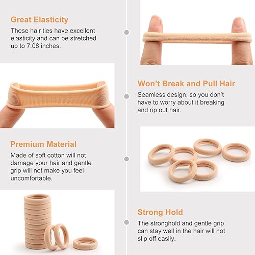 Miniatura 13 de Coleteros para cabello grueso o fino, elásticos, para niña o mujer, sin costuras, suaves, 100 piezas