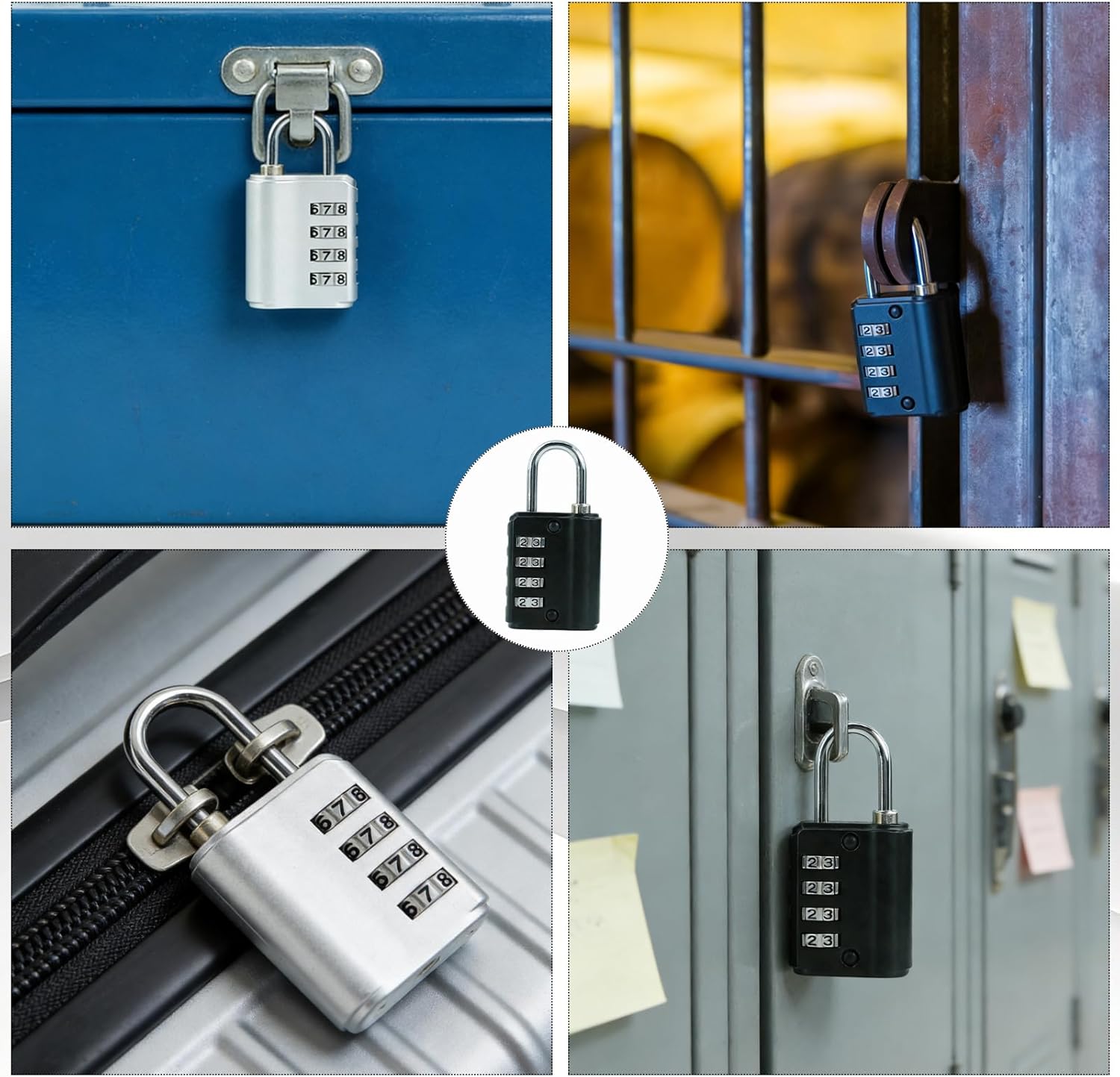 12 Pcs Combination Padlock with Keys Locker Resetable Outdoor Waterproof Gate Lock 4 Digit Combination Lock for Sports Gym School Locker Employee Fence Case (Silver and Black)