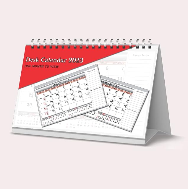 2023 One Month to View UK Stand Alone Desk Office Table Calendar Planner by Arpan