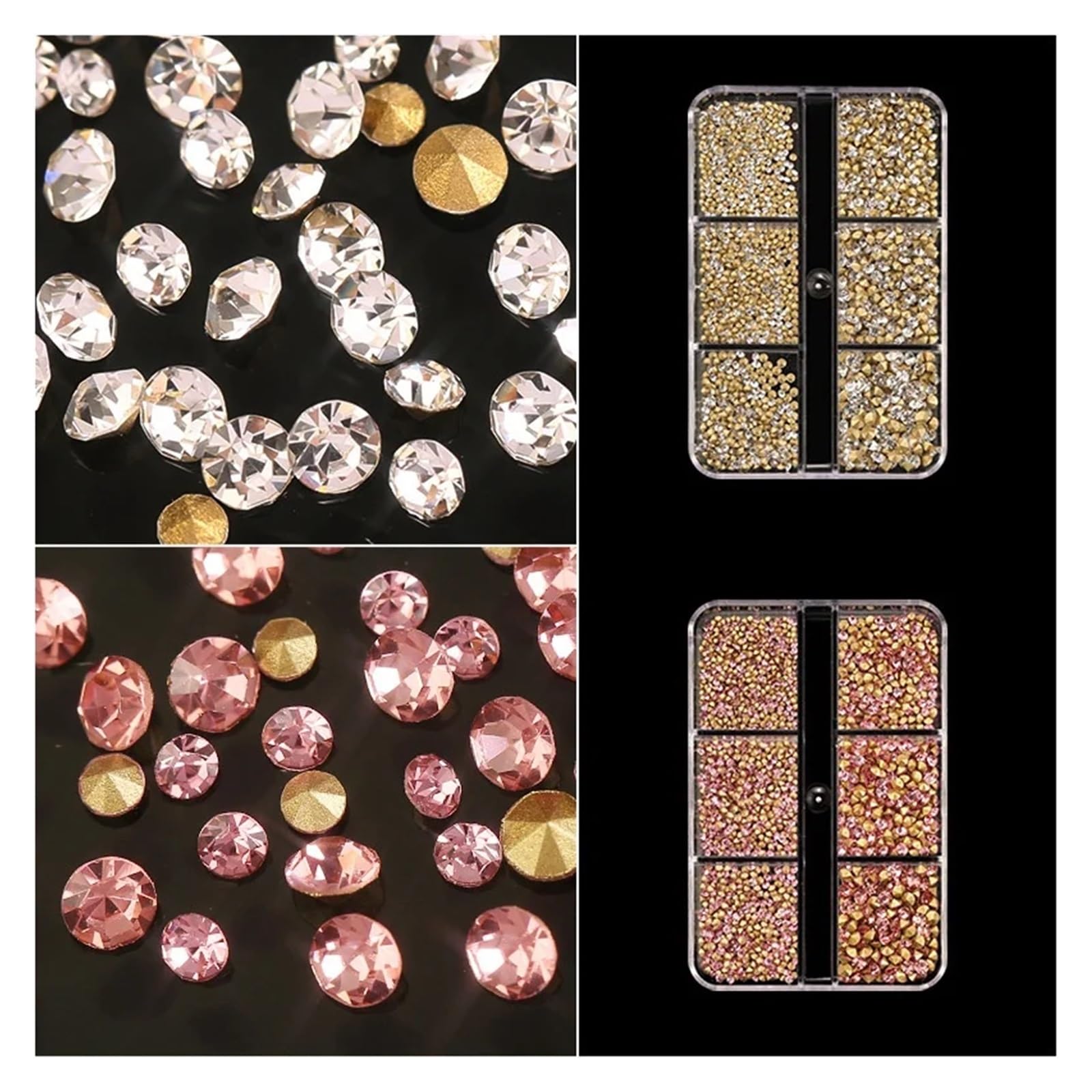 Hotfix Strass 1000 pezzi di strass for nail art in vetro super luminoso, con punta inferiore a, glitter, diamanti, accessori for manicure diverse dimensioni(Sapphire)