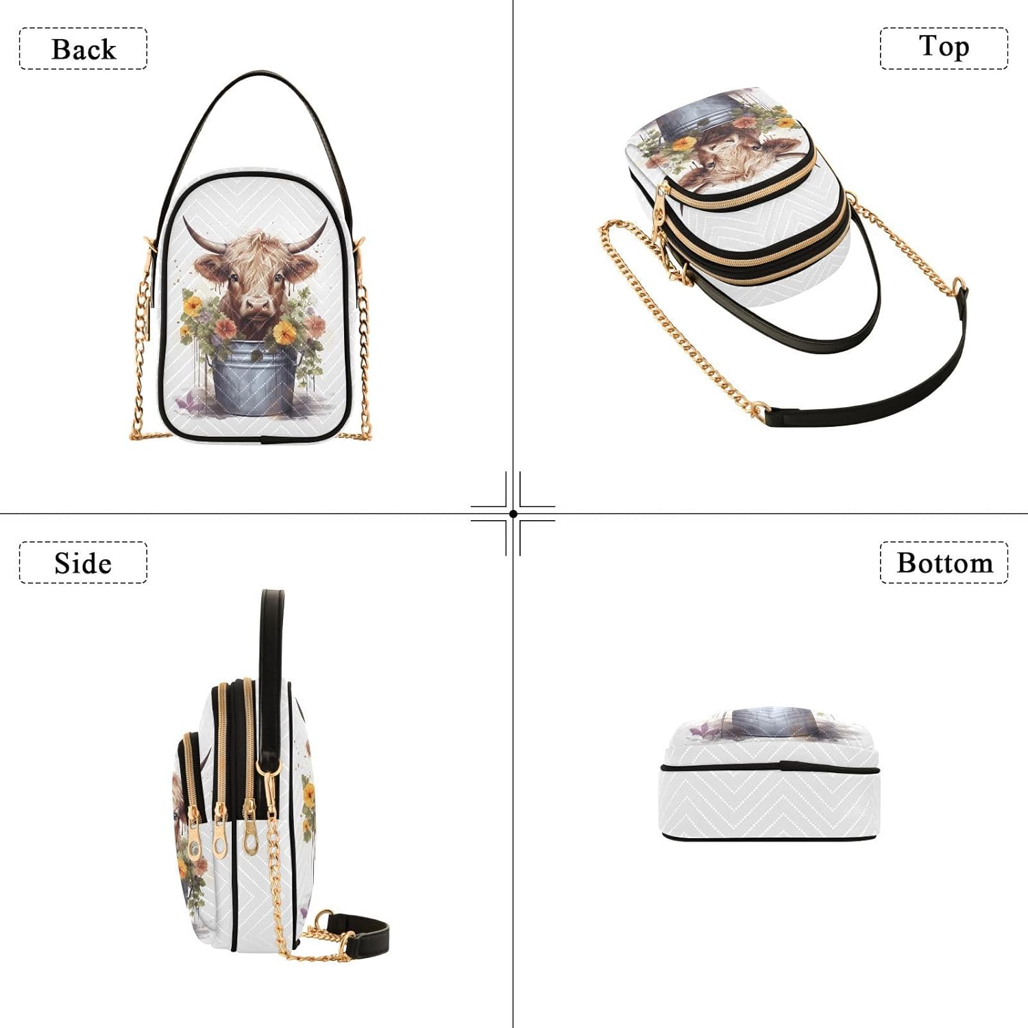 Cow Flowers Small Crossbody Bags for Women Cell Phone Shoulder Purse Handbags Wallet 21214495