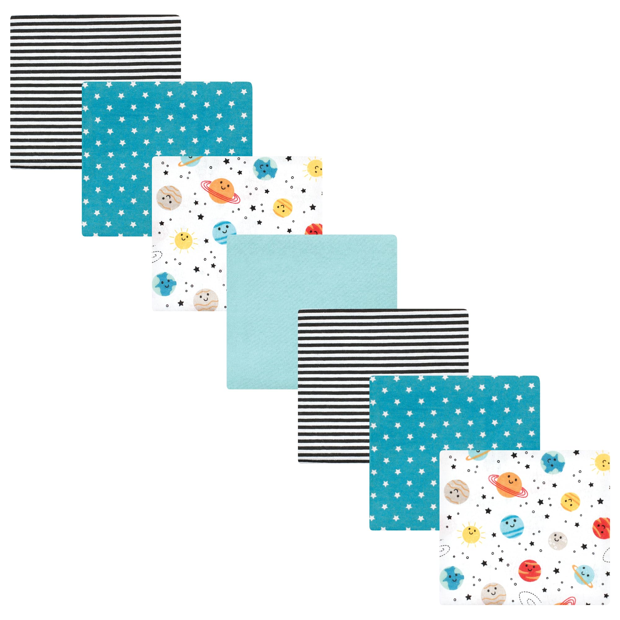 Hudson Baby Unisex Baby Cotton Poly Flannel Receiving Blankets Bundle, Happy Planets, One Size