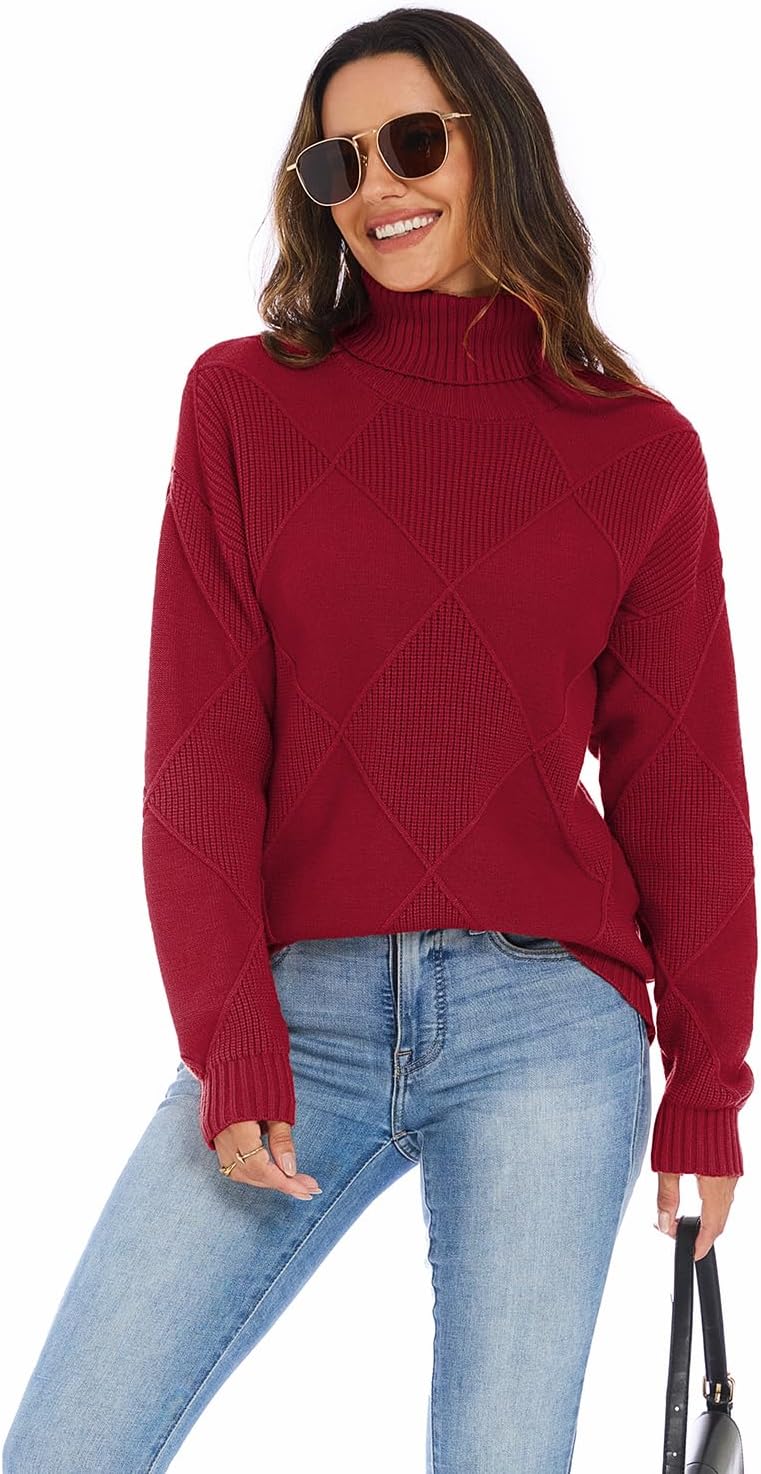Womens Turtleneck Oversized Cable Knit Sweaters 2026 Fall Winter Trendy Work Casual Pullover Cozy Warm Long Sleeve Knit Tops - Image 6