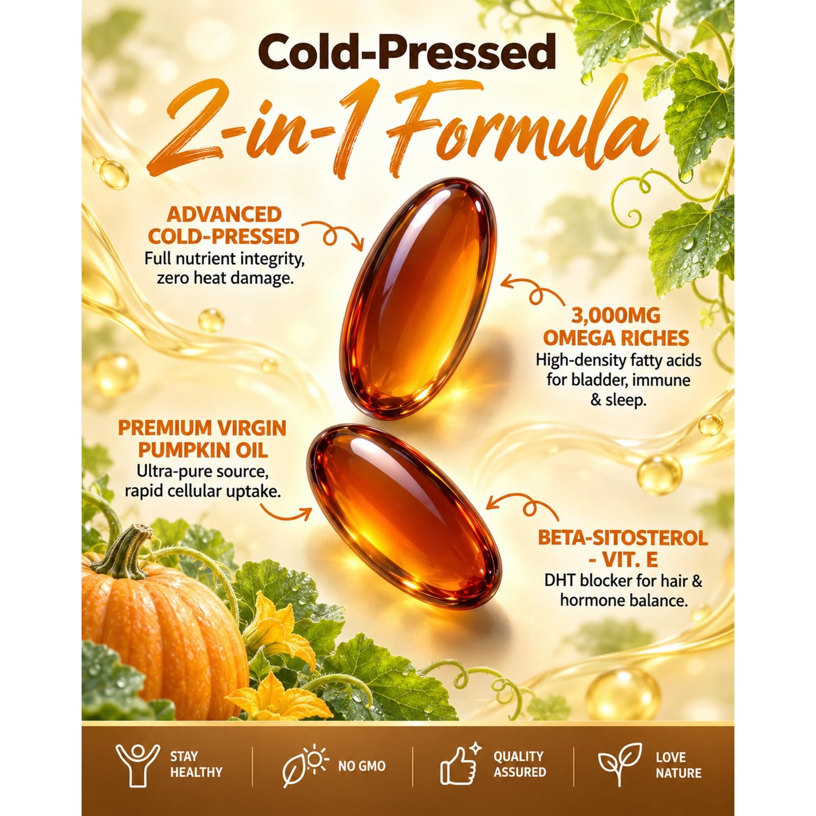 Pumpkin Seed Oil with Saw Palmetto, Cold-Pressed, 180 Softgels — Amazon image 3