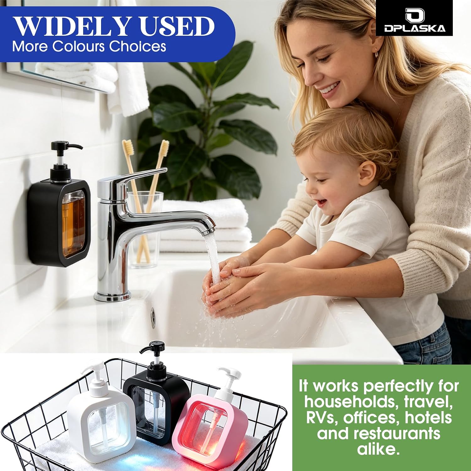 2pcs 10oz Hand Soap Dispenser with Pump, Black & White