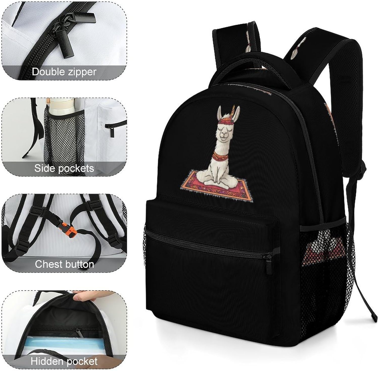 Llama Yoga Laptop Backpack Lightweight Travel Daypack Shoulder Bag for Men Women