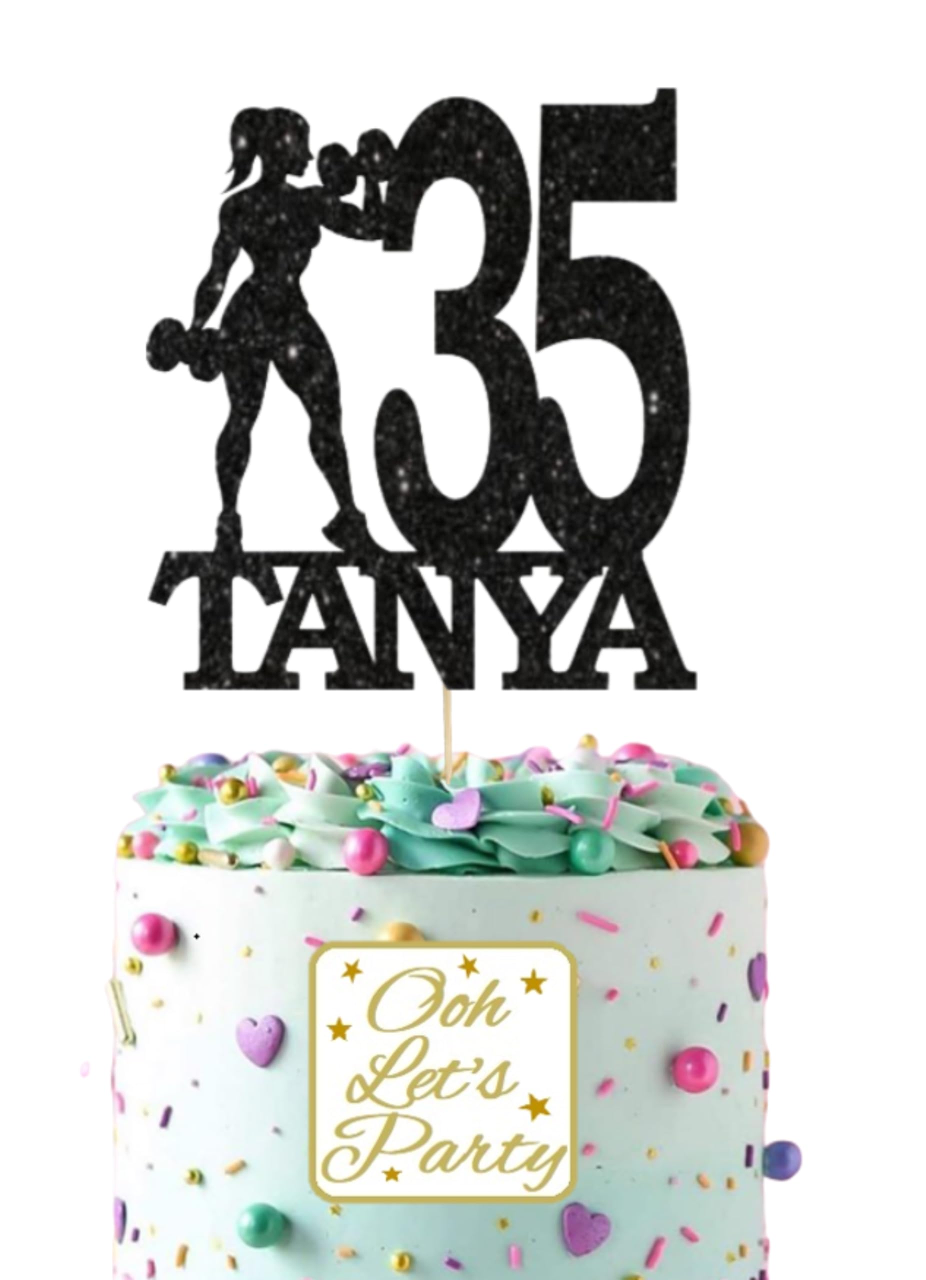 Aerobics/Gym Birthday Cake Topper, Choose Your Name, Age & Colour.