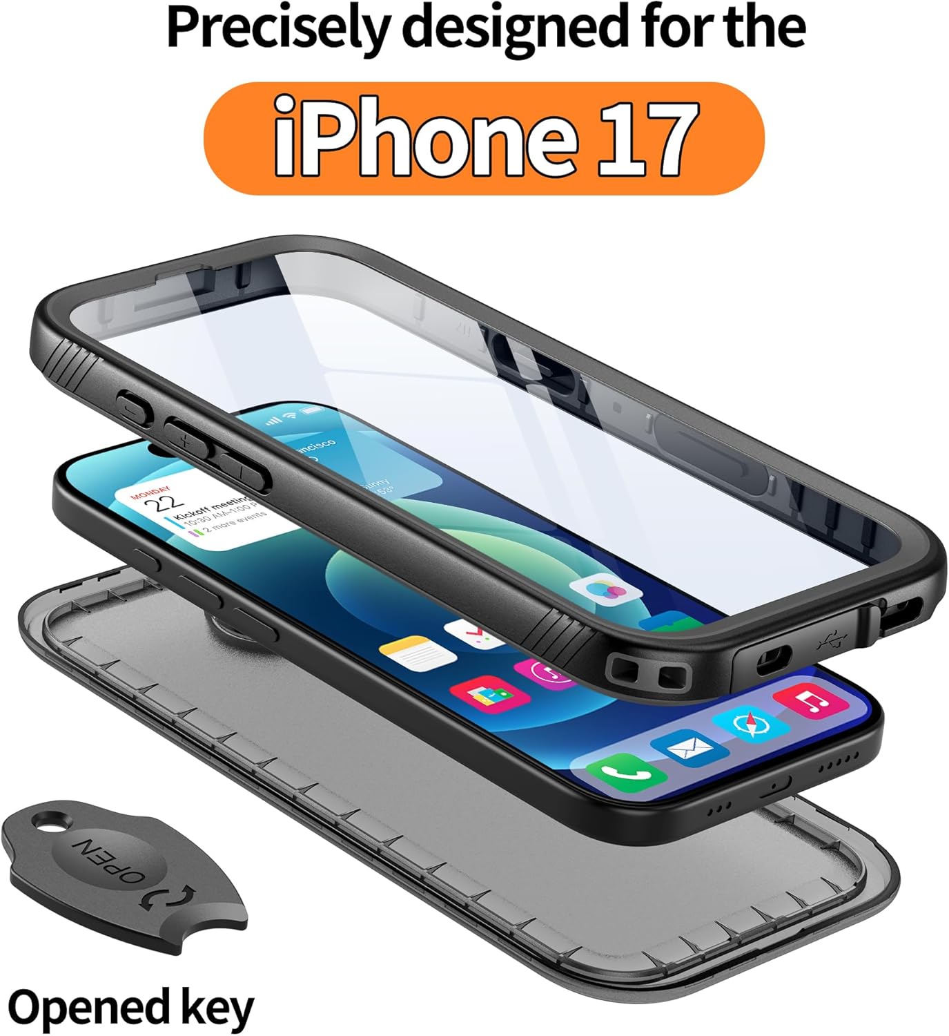 Cozycase TOP Waterproof Case for iPhone 17 - Military Heavy Duty 360 Shockproof Full Body with Screen Camera Protector Double IP68 Water Dust Drop Proof Hard Rugged Tough Bumper Front Back Slim Cover Frosted Black for iPhone 17 ?6.3"?