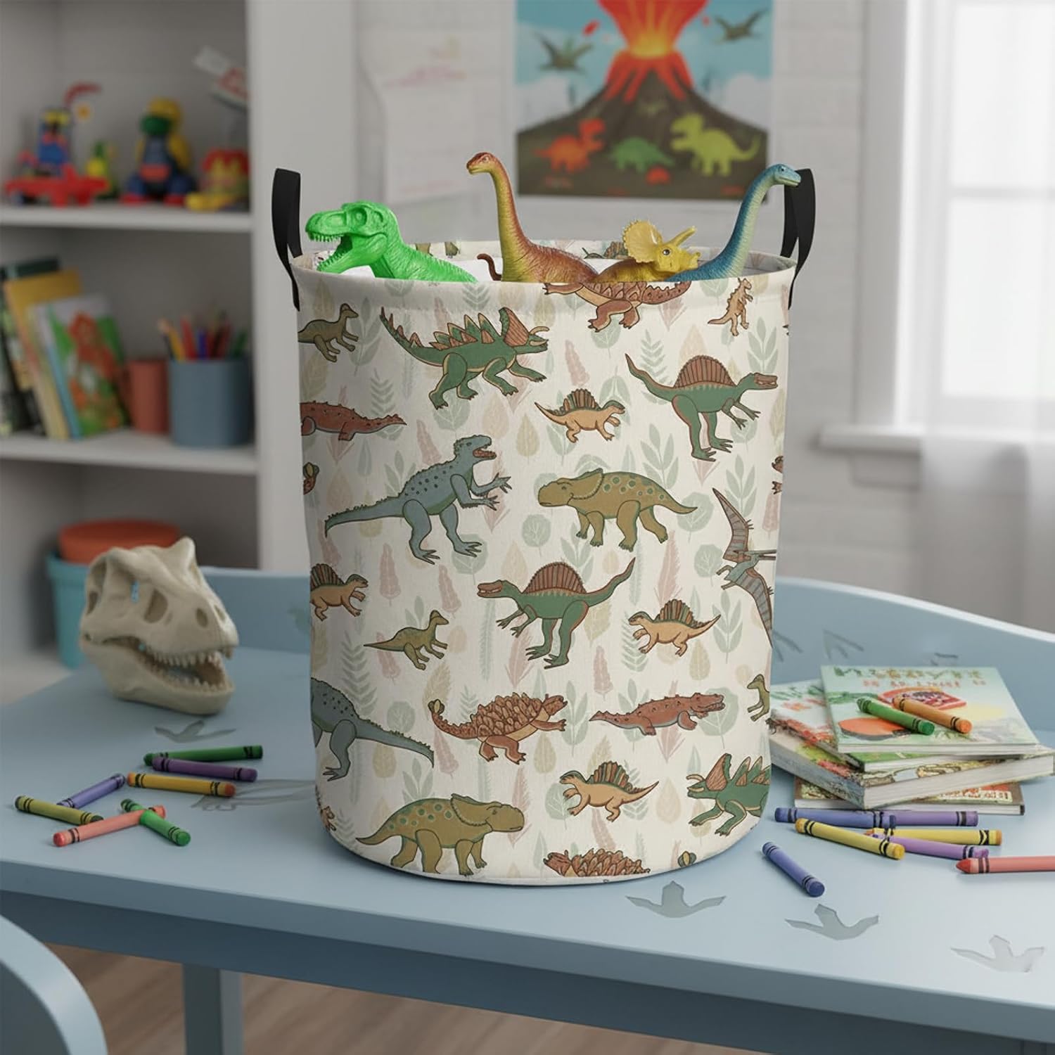 Dinosaur Hamper Laundry Basket for Kid Baby Room (C) | Clothes Storage Bin, Organizer, Room Decor
