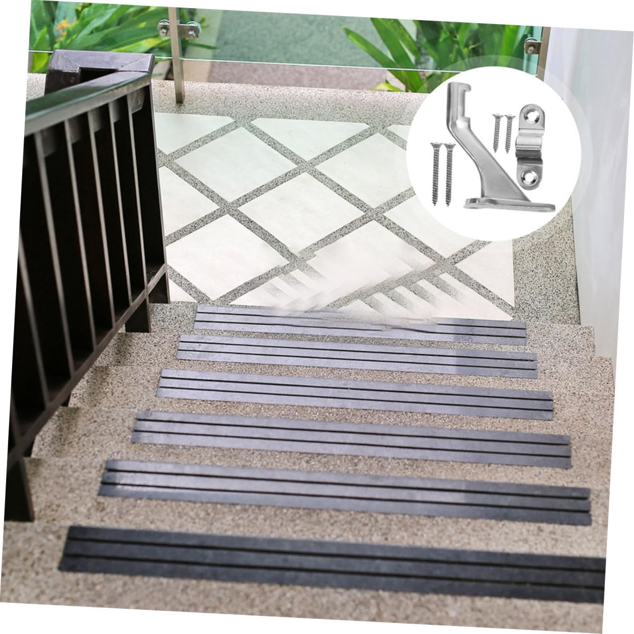 ORFOFE Stair Rail Brackets Stairway Handrail Support Metal Handrail Bracket Set for Stairs Railings