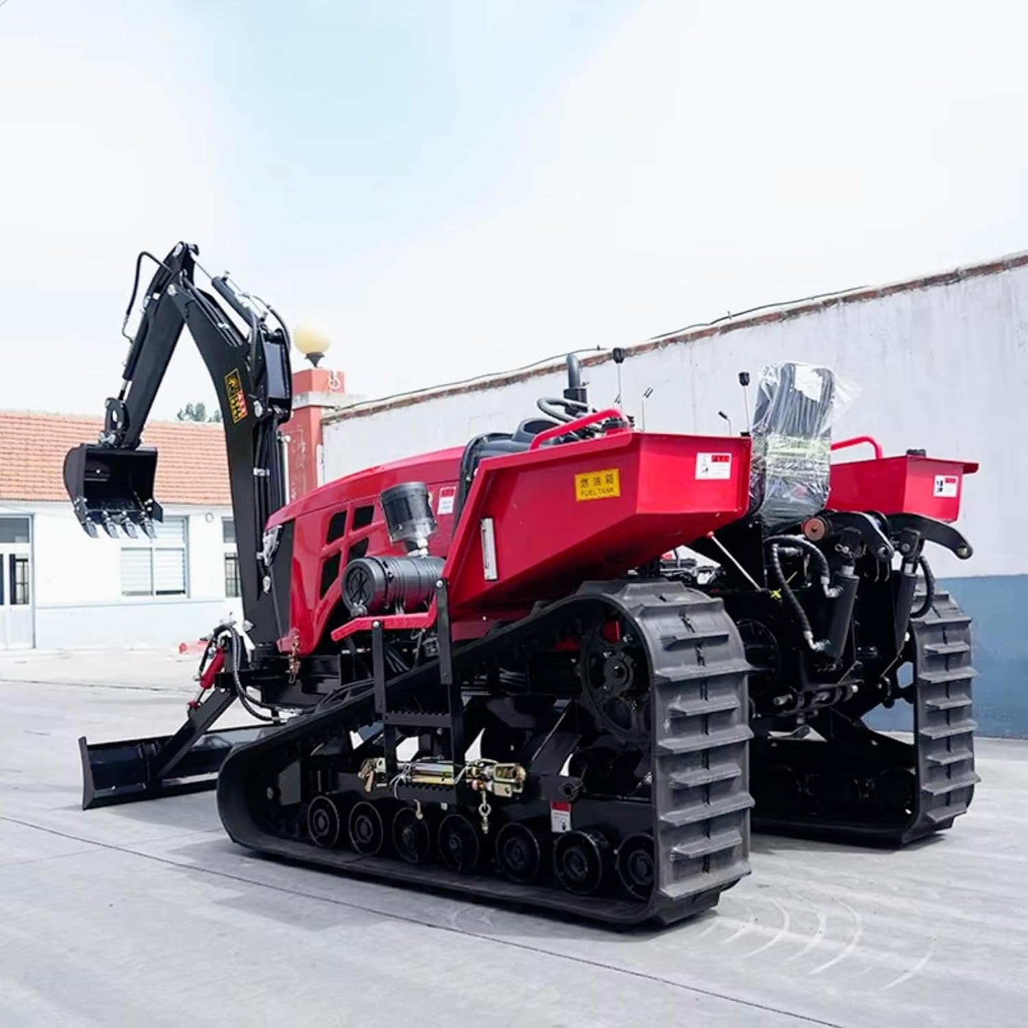 Tracked Farm Tractor with Rubber Tracks, Compact Crawler Tractor for Wet Soil & Steep Terrain, High Torque Diesel Engine Agricultural Track Tractor for Plowing, Leveling & Orchard Use