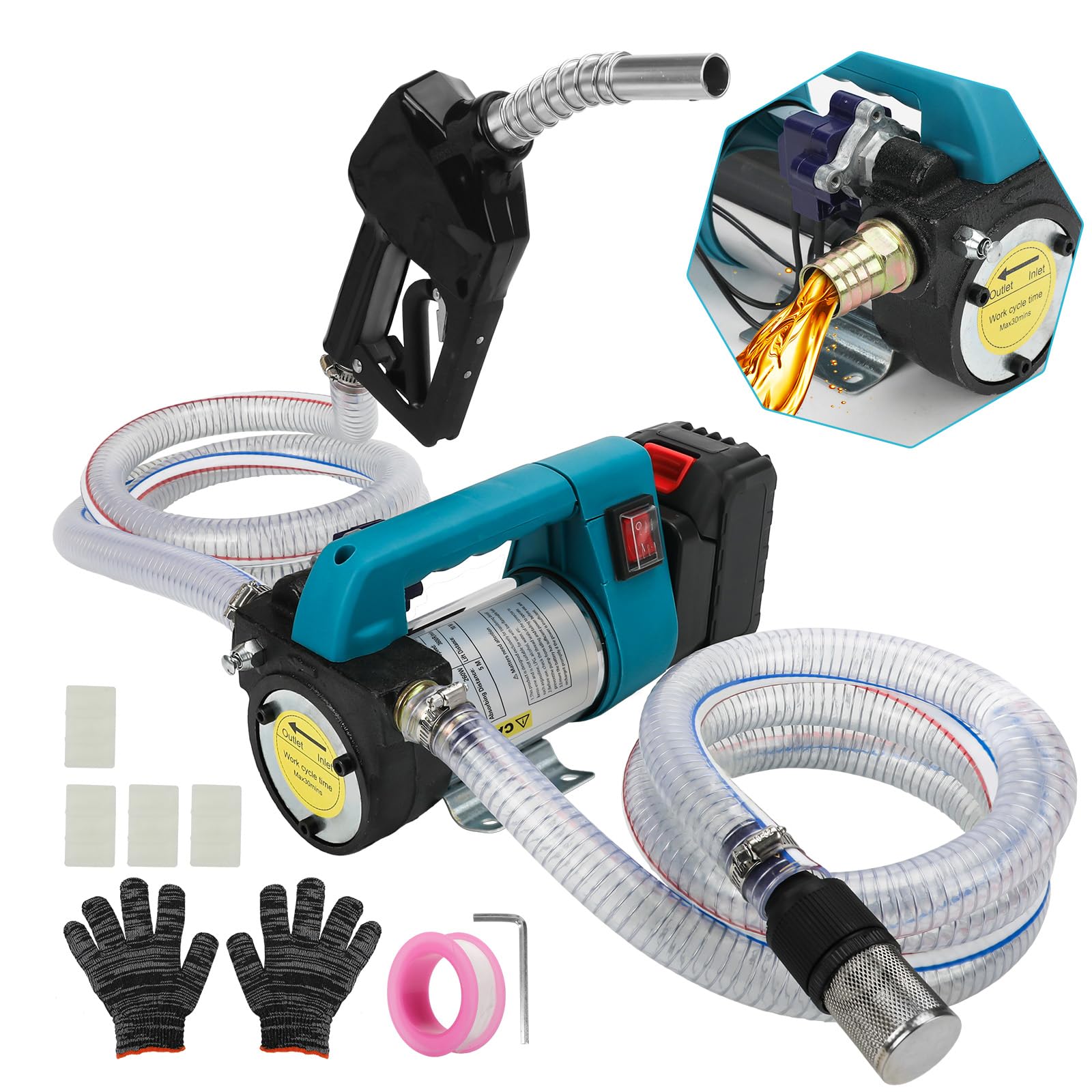 Pompe diesel à batterie 45 l/min, pompe diesel électrique sans fil pour