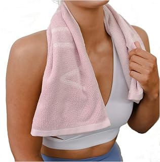 AuroraAthletica Pink Gym Towel for Women - 100% Organic Cotton, Silver-Infused, Super Soft & Absorbent for Workouts, Yoga, Sports